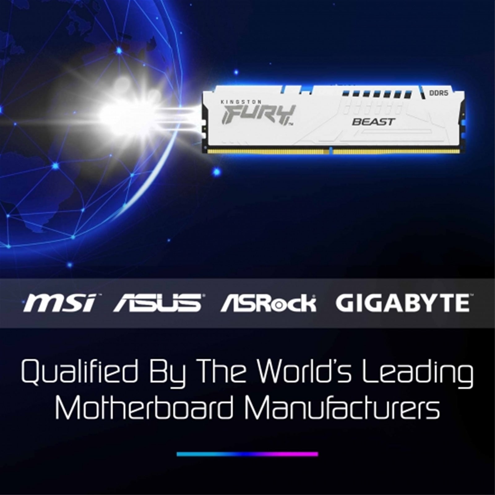 Kingston FURY Beast (KF560C36BWE2-16) 16GB System Memory, 6000MT/s, DDR5, CL36, DIMM, White