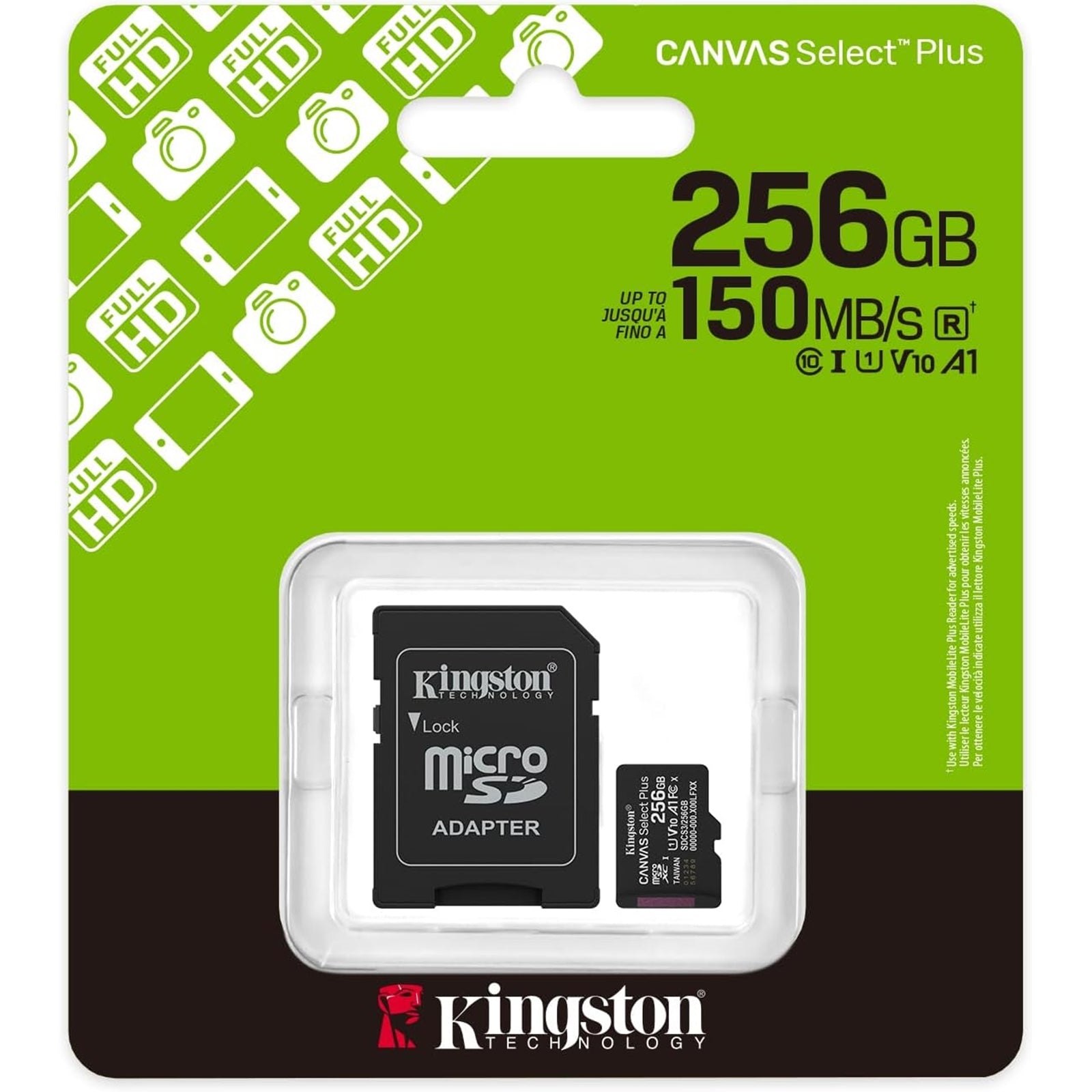 Kingston Canvas Select Plus 256GB Micro SD  Claad 10 UHS-I Flash Card, Lifetime Warranty