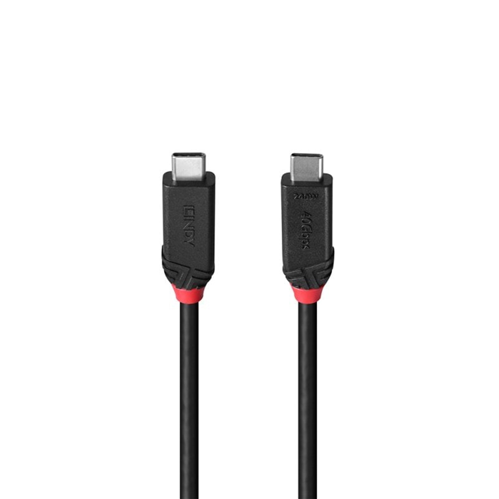 Lindy Black Line 37002 2m USB4 240W Cable, 24 pin USB-C (M) to 24 pin USB-C (M)