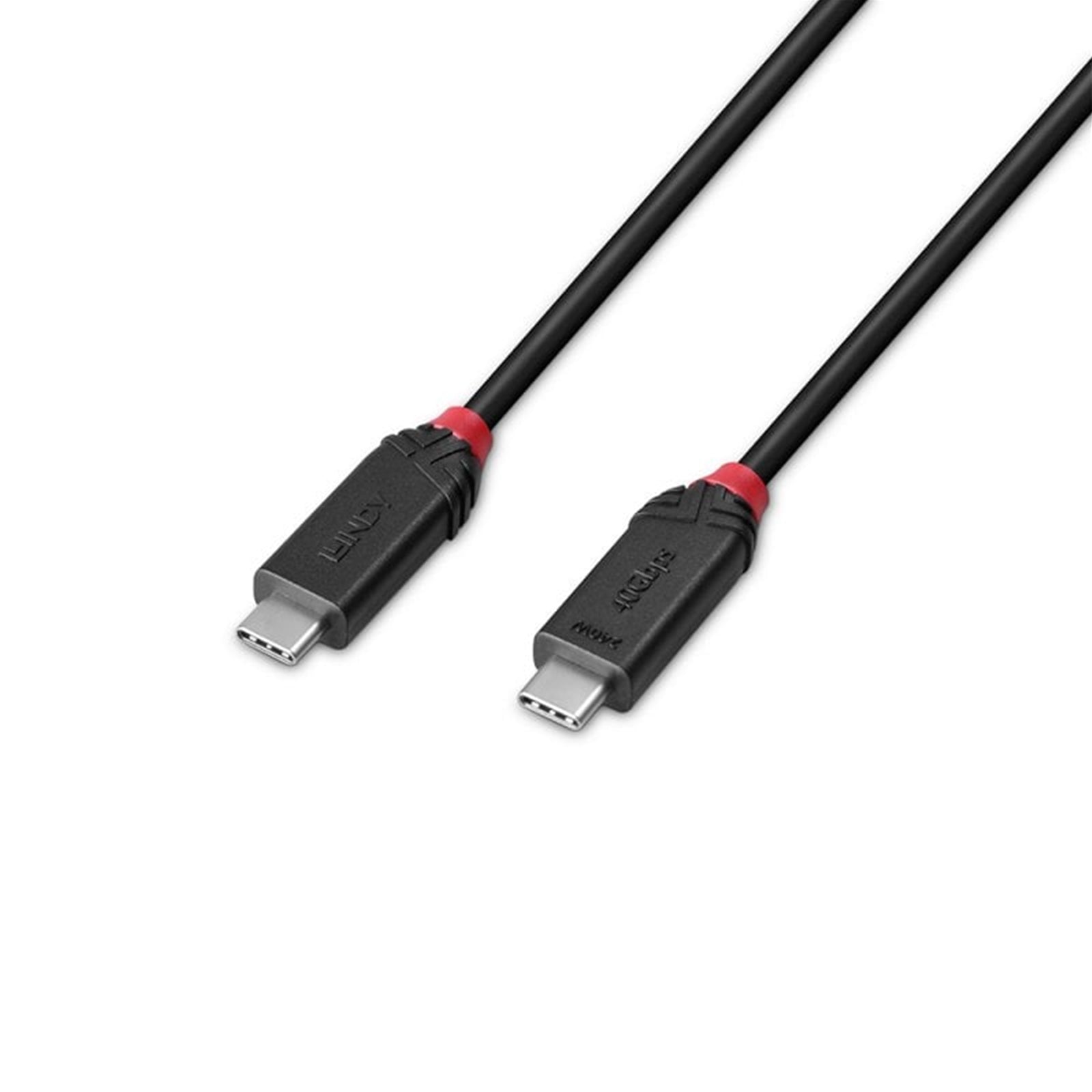 Lindy Black Line 37002 2m USB4 240W Cable, 24 pin USB-C (M) to 24 pin USB-C (M)