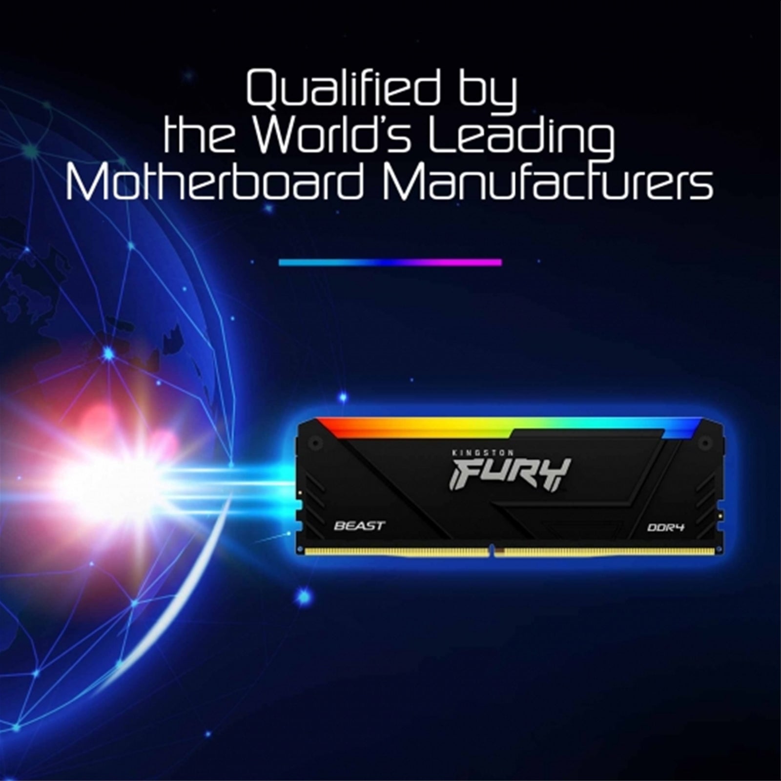 Kingston FURY Beast 64GB (2 x 32GB) System Memory, 3600MT/s, DDR4, CL18, DIMM, RGB, Black
