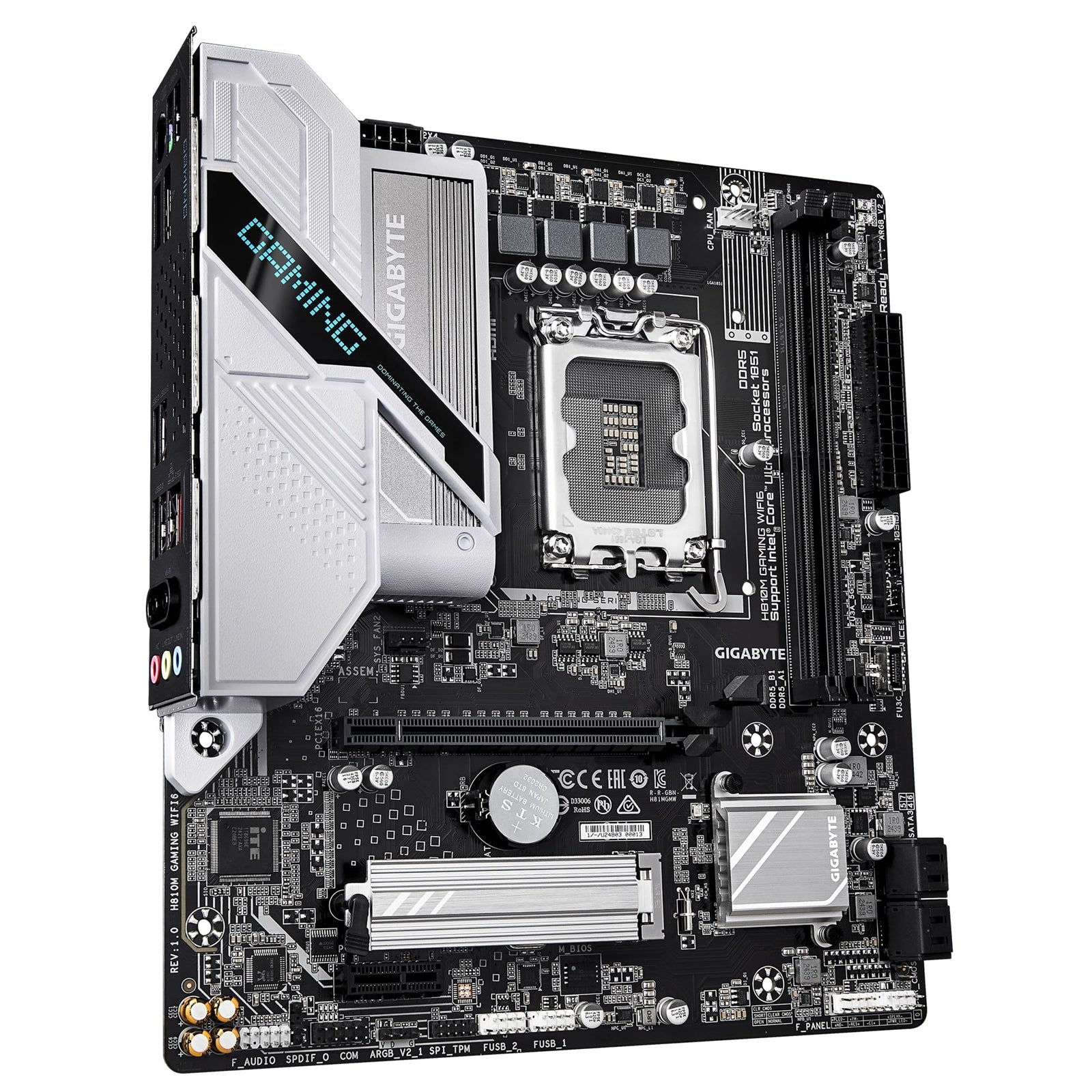 Gigabyte H810M GAMING WIFI6 Intel 1851 Socket Motherboard, Micro-ATX, 2x DDR5 Slots, 1x M.2 Socket, Fitted I/O Shield, 2.5GbE LAN, WiFi 6, 1x DisplayPort / 1x HDMI Port