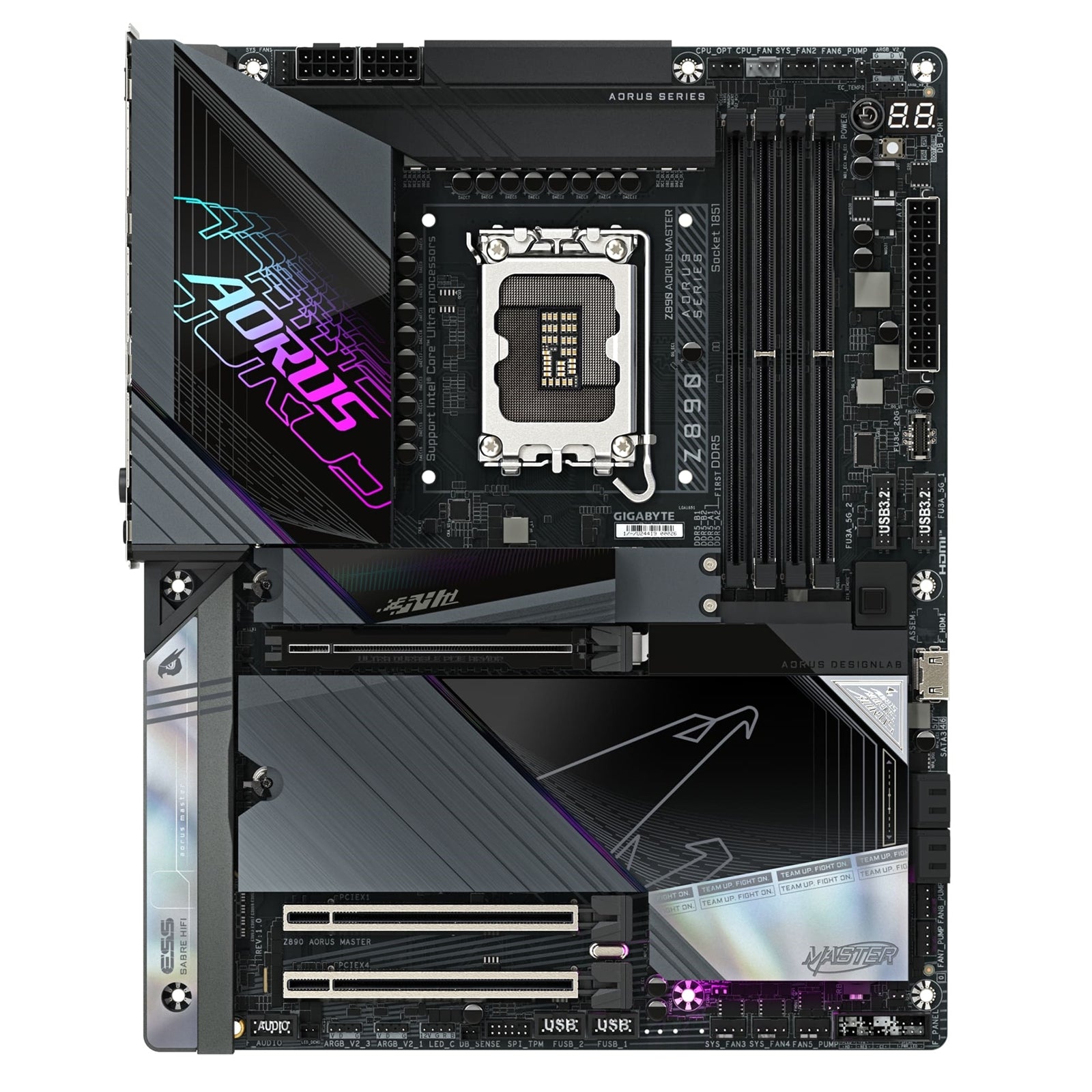 Gigabyte Z890 AORUS MASTER Intel 1851 Socket Motherboard, ATX, 4x DDR5 Slots, 5x M.2 Sockets, Fitted I/O Shield, 10GbE LAN, Wi-Fi 7, 2x USB-C (USB4)