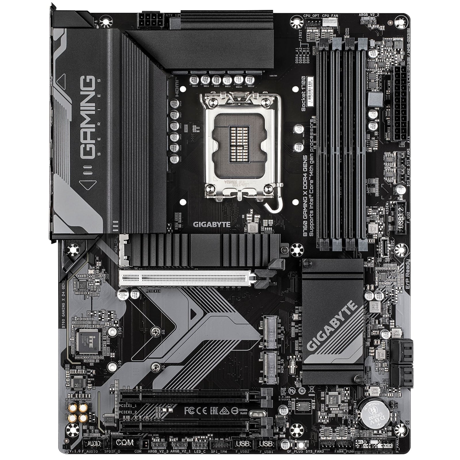 Gigabyte B760 GAMING X DDR4 GEN5 Intel 1700 Socket Motherboard, ATX, 4x DDR4 Slots, 3x M.2 Sockets, Fitted I/O Shield, 2.5GbE LAN, 1x DisplayPort / 1x HDMI Port