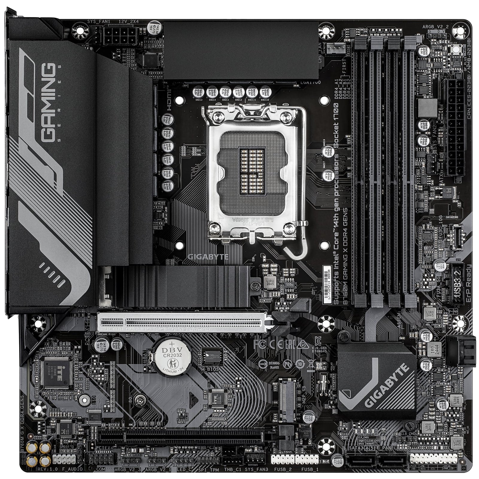 Gigabyte B760M GAMING X DDR4 GEN5 Intel 1700 Socket Motherboard, Micro-ATX, 4x DDR4 Slots, 2x M.2 Sockets, Fitted I/O Shield, 2.5GbE LAN, 1x DisplayPort / 1x HDMI Port