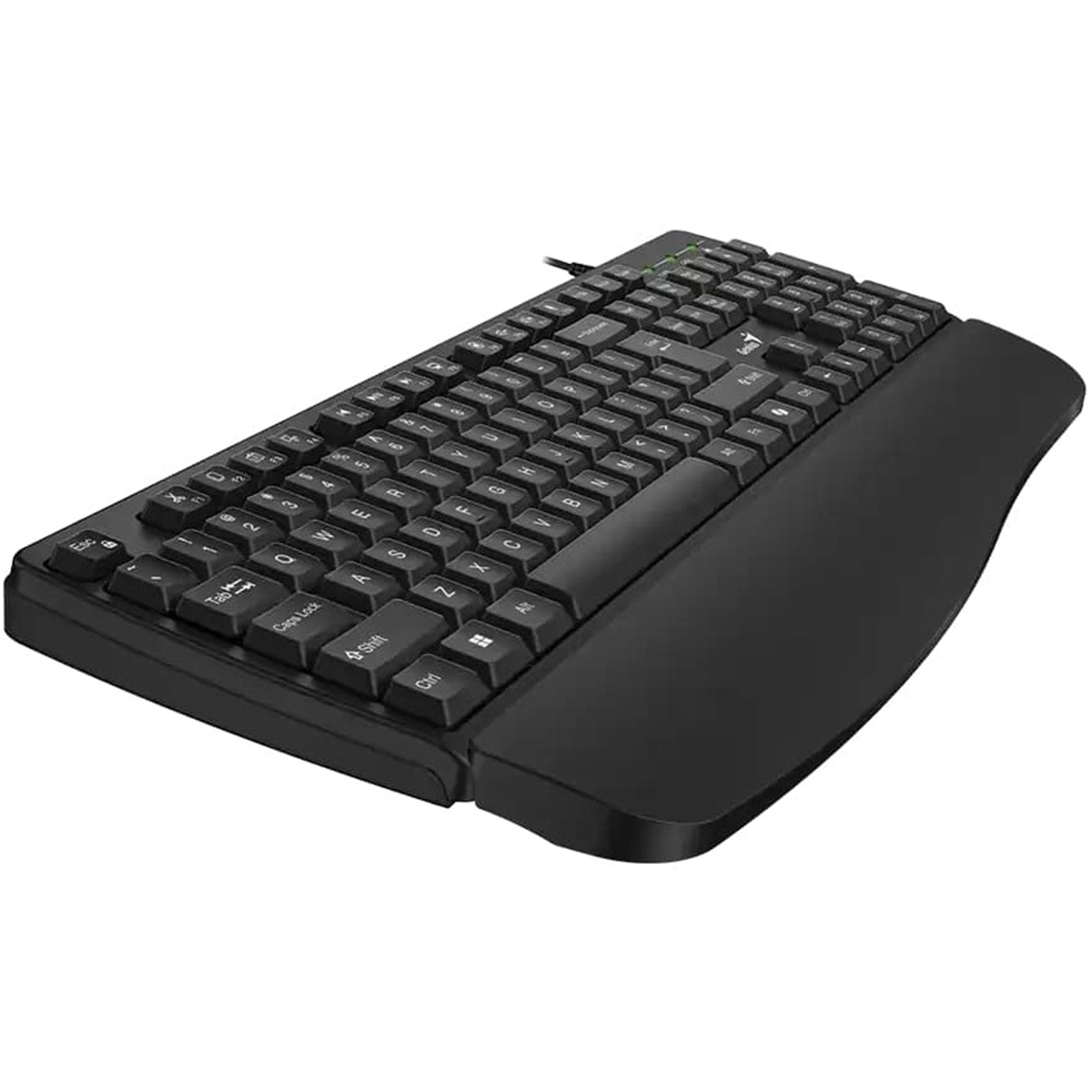 Genius KB-123 Wired AI Copilot Business Keyboard with Palm Rest, USB Plug and Play, Multimedia Function Keys, Full Size UK Layout Design for Home or Office, Black