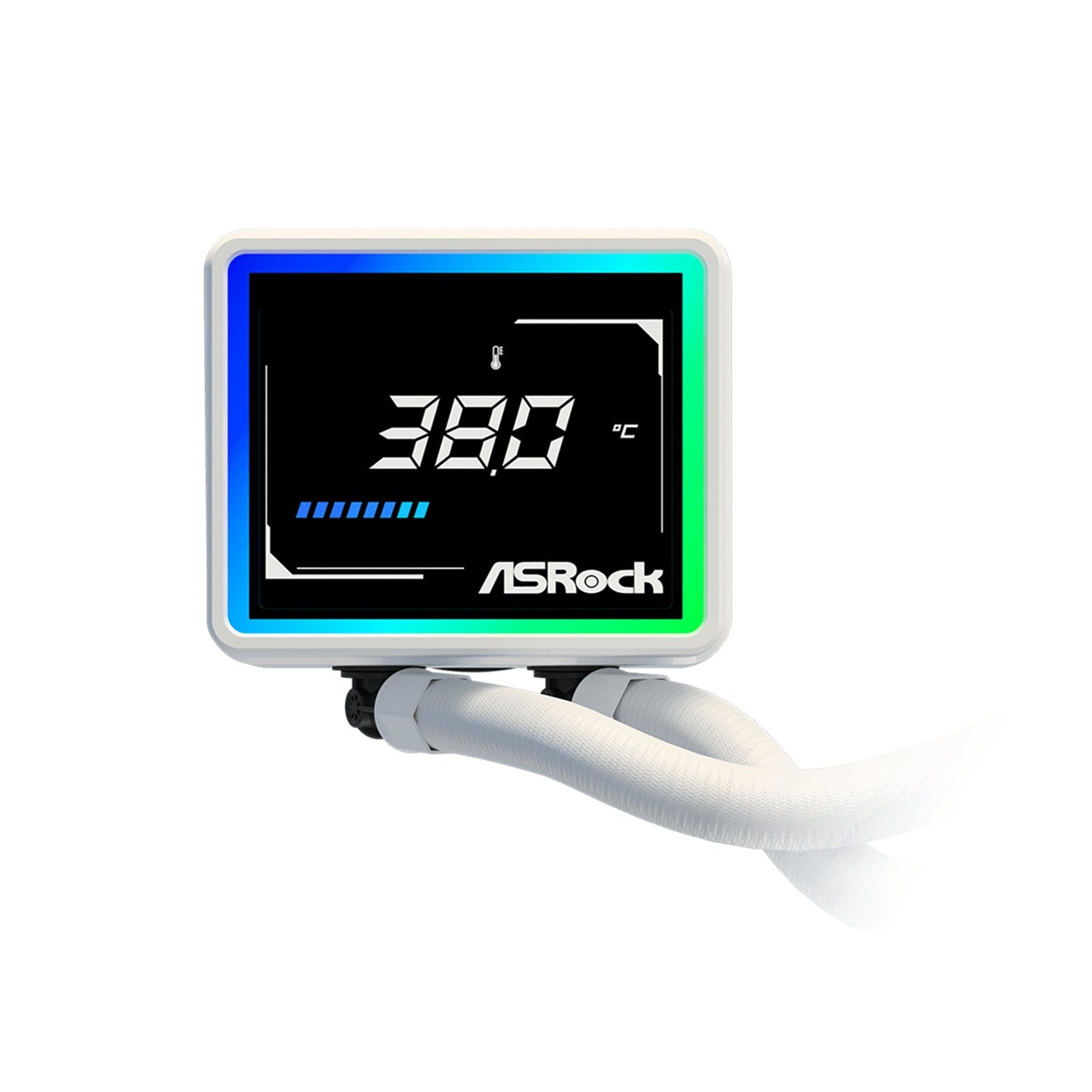 ASRock Challenger 240 Digital AIO Liquid CPU Cooler, 240mm Radiator,White, Dual 120mm PWM ARGB Fans, 3" Digital Display, Intel LGA1700/1851 & AMD AM5/AM4 Compatible