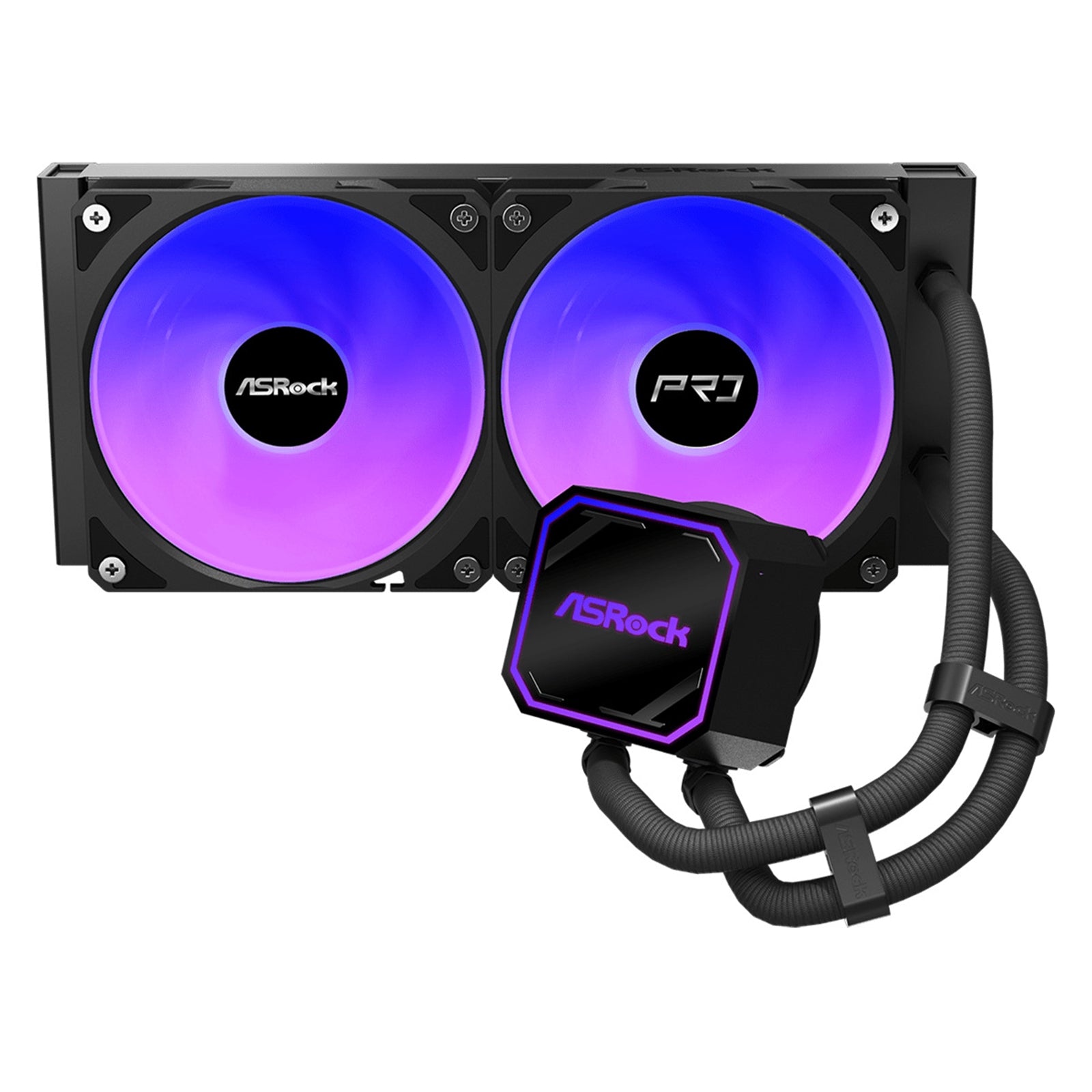 ASRock Pro 240 ARGB AIO Liquid CPU Cooler, 240mm Radiator, Dual 120mm PWM Fans, Addressable RGB, Intel LGA1700/1851 & AMD AM5/AM4 Compatible