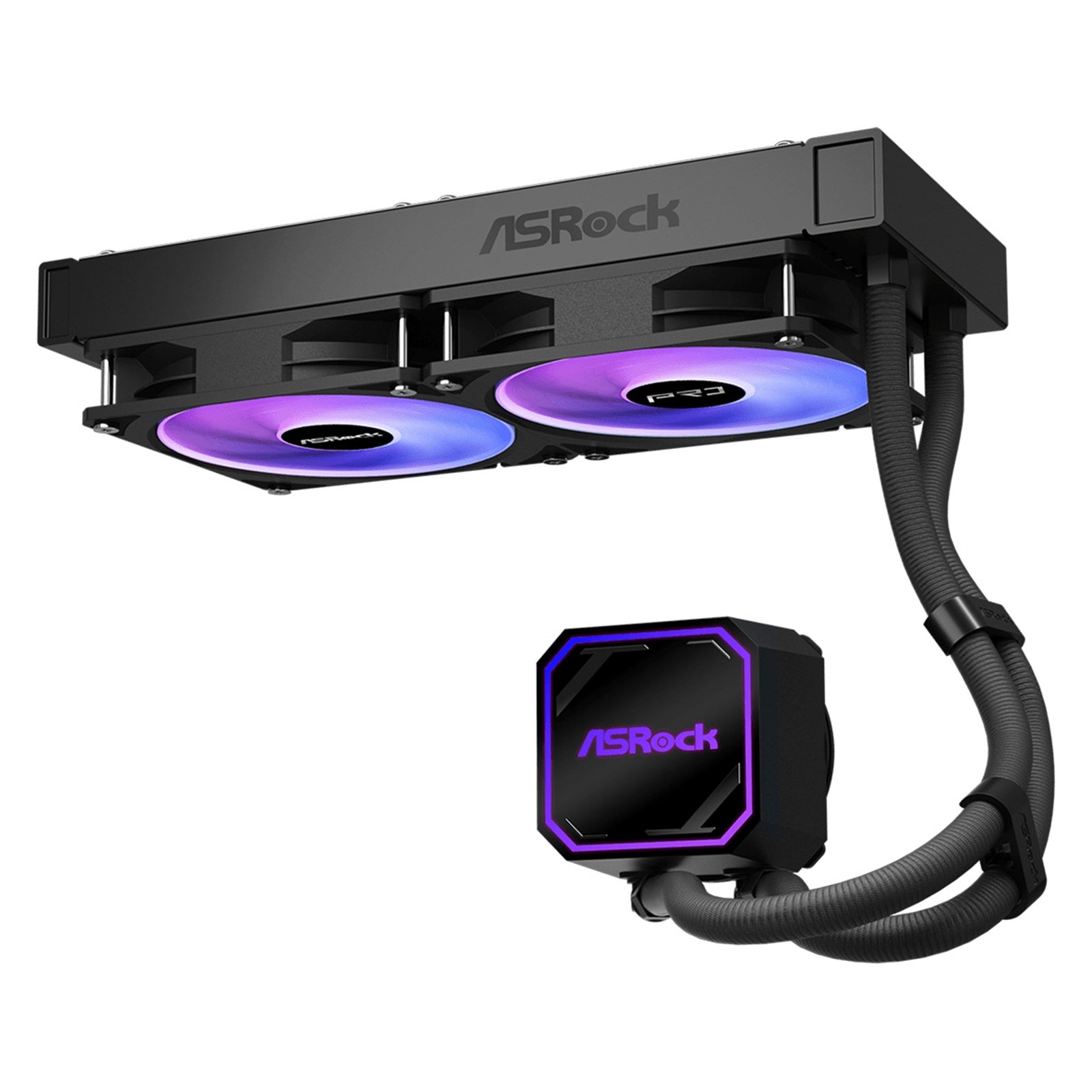 ASRock Pro 240 ARGB AIO Liquid CPU Cooler, 240mm Radiator, Dual 120mm PWM Fans, Addressable RGB, Intel LGA1700/1851 & AMD AM5/AM4 Compatible