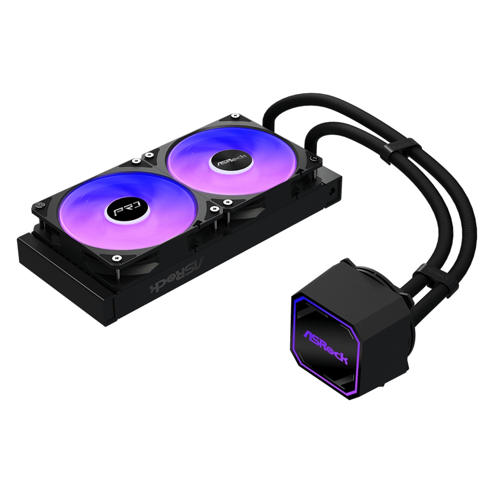 ASRock Pro 240 ARGB AIO Liquid CPU Cooler, 240mm Radiator, Dual 120mm PWM Fans, Addressable RGB, Intel LGA1700/1851 & AMD AM5/AM4 Compatible