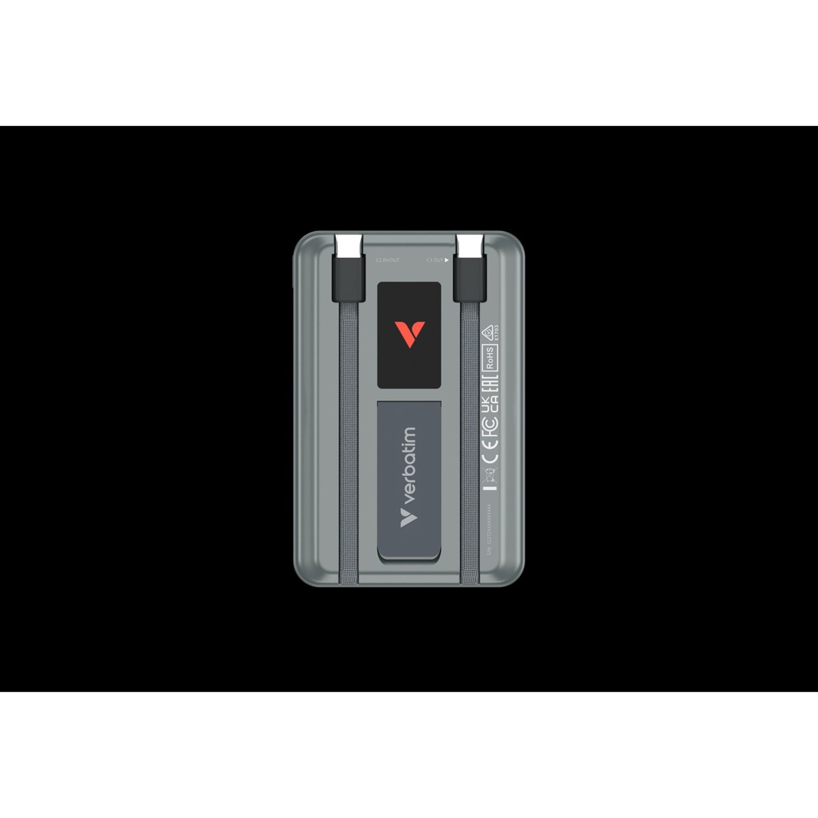 VERBATIM ChargenGo 2C MagSafe power bank 10000 mAh in grey with display