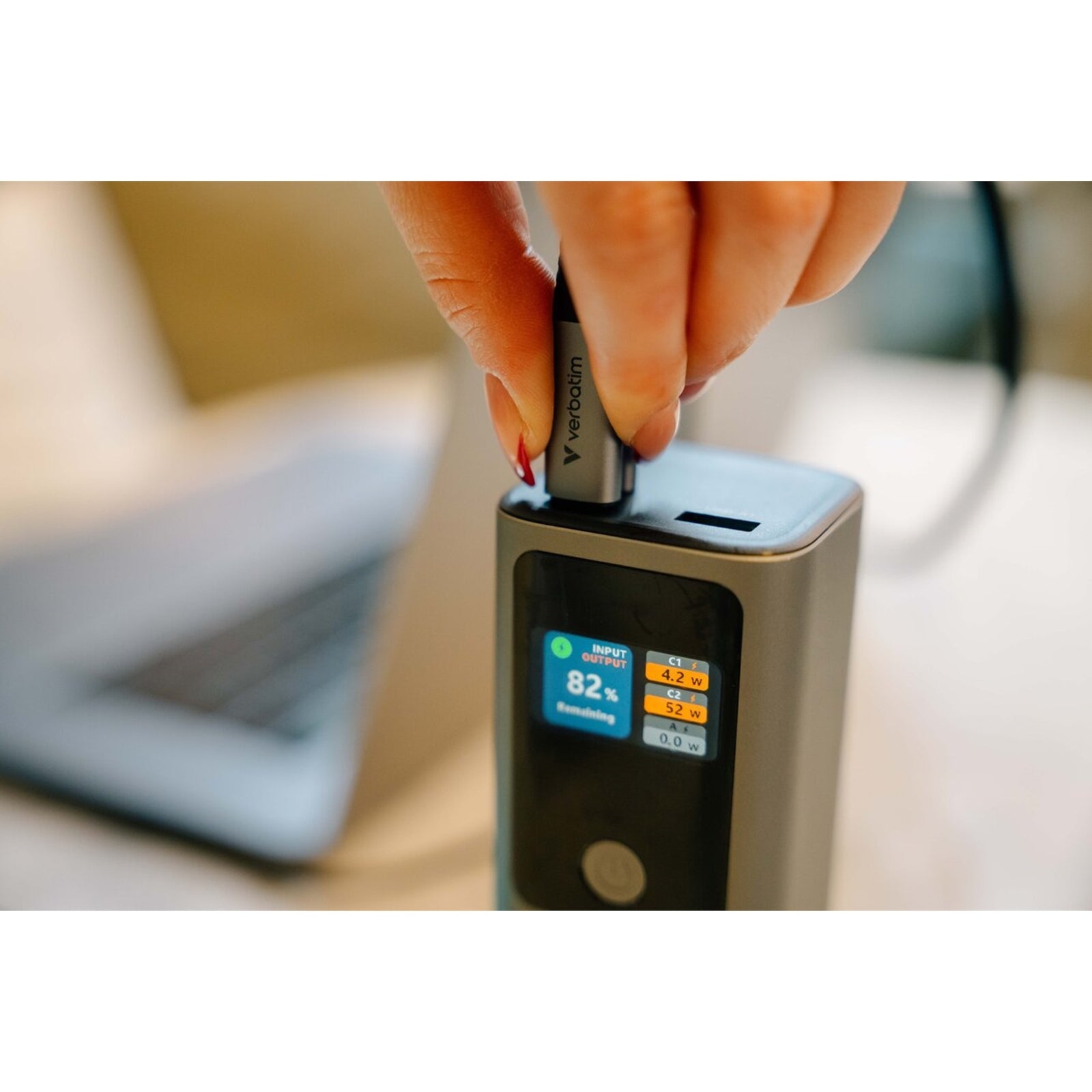 VERBATIM Charge n Go 27000mAh 187.5W grey portable power bank with compact rectangular design