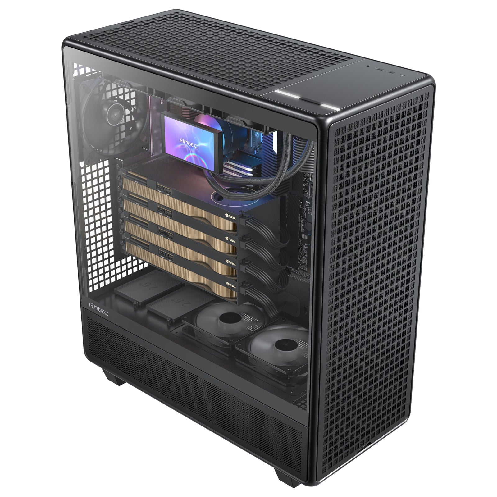 Antec 900 Full Tower PC Case, Tempered Glass Side Panel, E-ATX/ATX Support, High Airflow Design, USB 3.0 & USB-C, Black