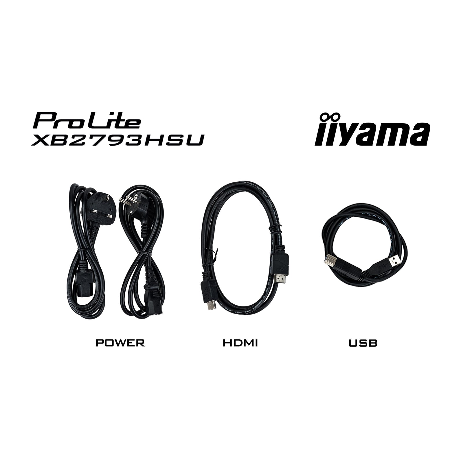 IIYAMA ProLite XB2793HSU-B1 27-inch IPS monitor with height adjustment, slim bezel, HDMI, DisplayPort, USB hub, black finish