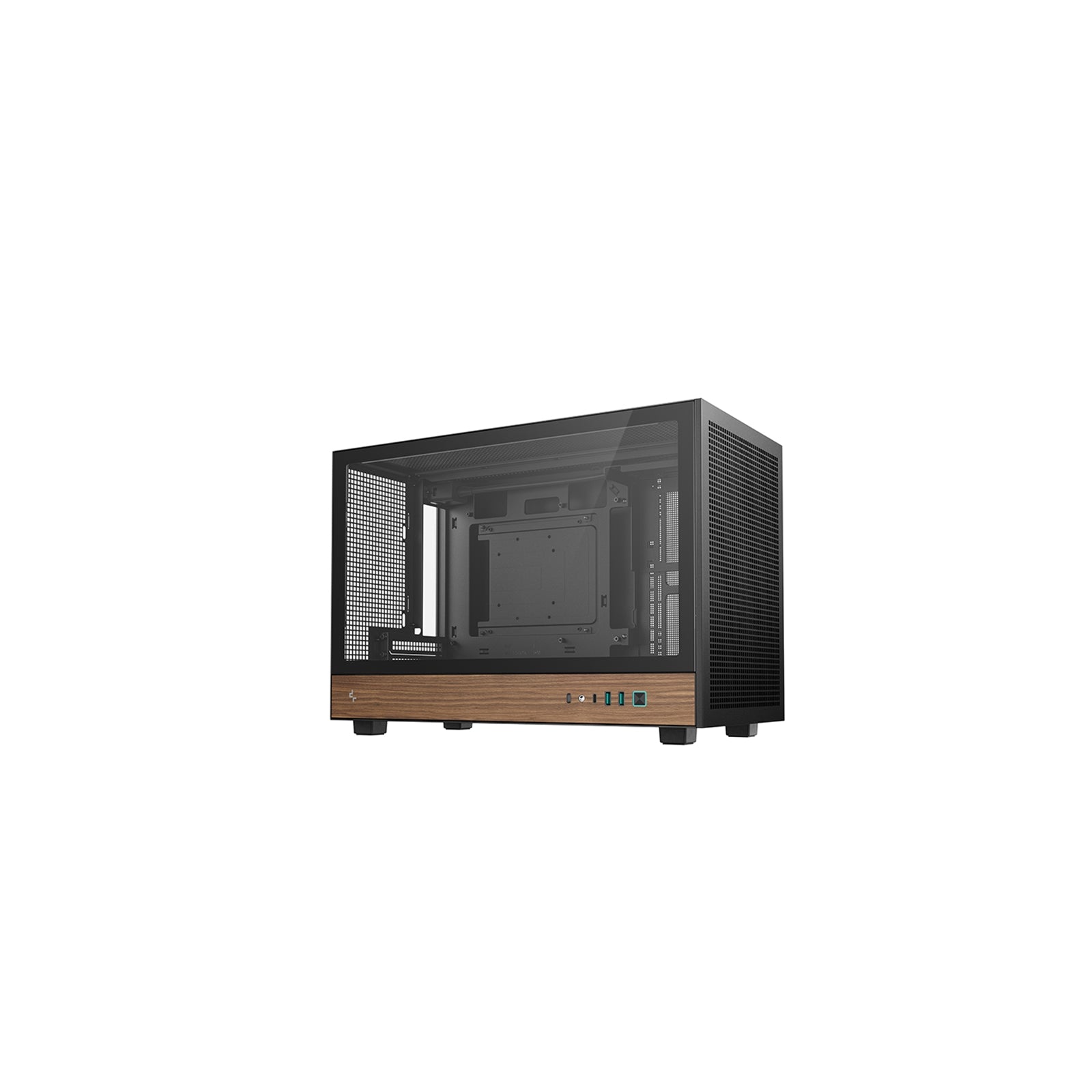 DeepCool CH260 Micro-ATX Mini Tower PC Gaming Case, Wood, Tempered Glass Side Panel USB Type-C High Airflow Supports ATX PSU & RTX GPUs Black