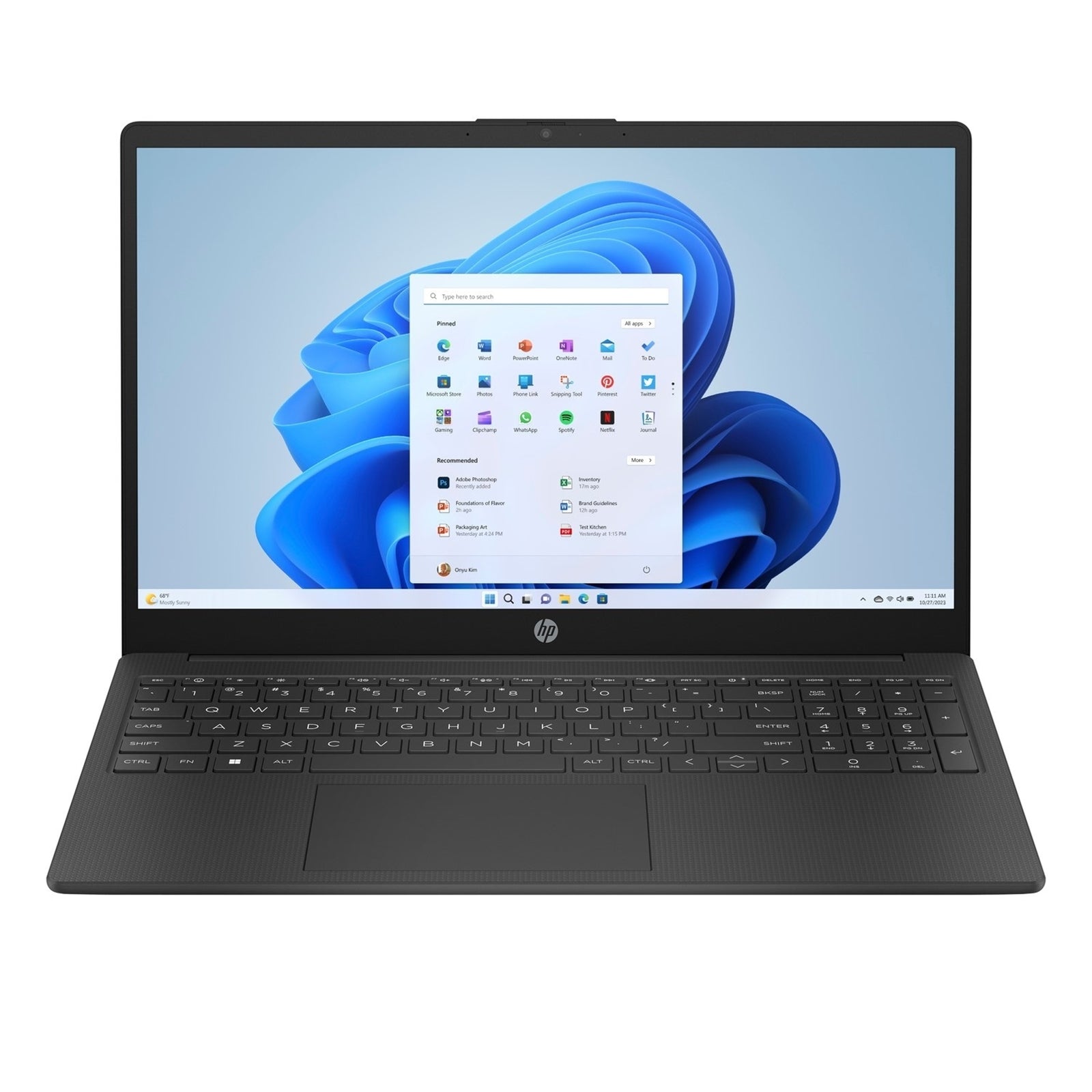 HP 15-fc0045na Laptop, 15.6 Inch Full HD 1080p Screen, AMD Ryzen 3 7320U, 8GB DDR4 RAM, 256GB SSD, AMD Radeon Graphics, Windows 11 Home