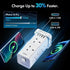 VonHaus Tower Extension Lead with USB, Power Surge Protection 2M Cable White, 8 x UK Mains Sockets, Three-Pin 13A Plugs, Arranged Vertically With 2 Sockets On Each Of The 4 Sides