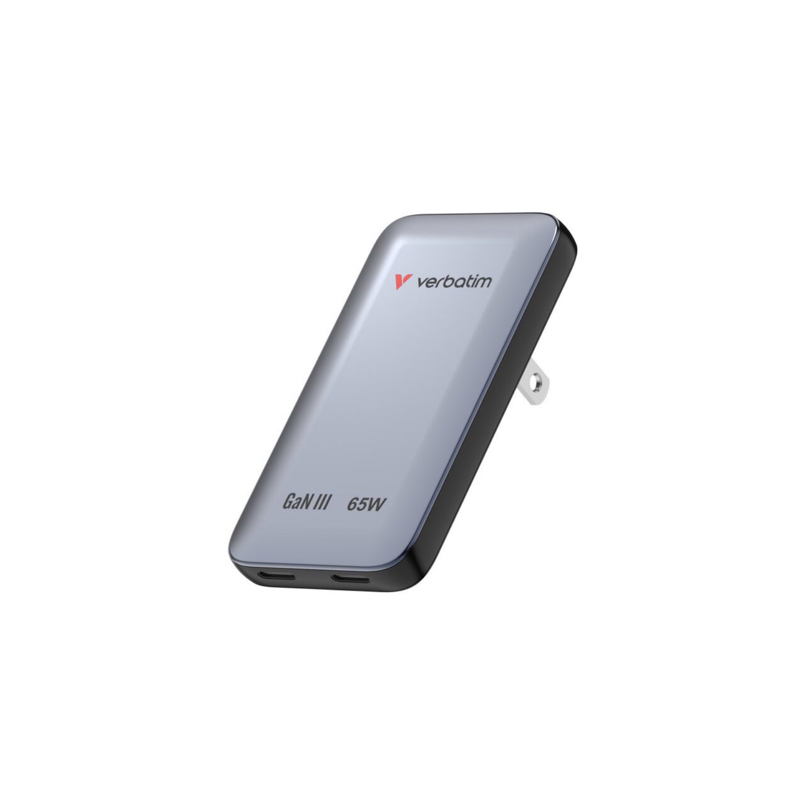 Verbatim Essentials Slim GaN Charger, 65W 2 x USB-C Ports Grey