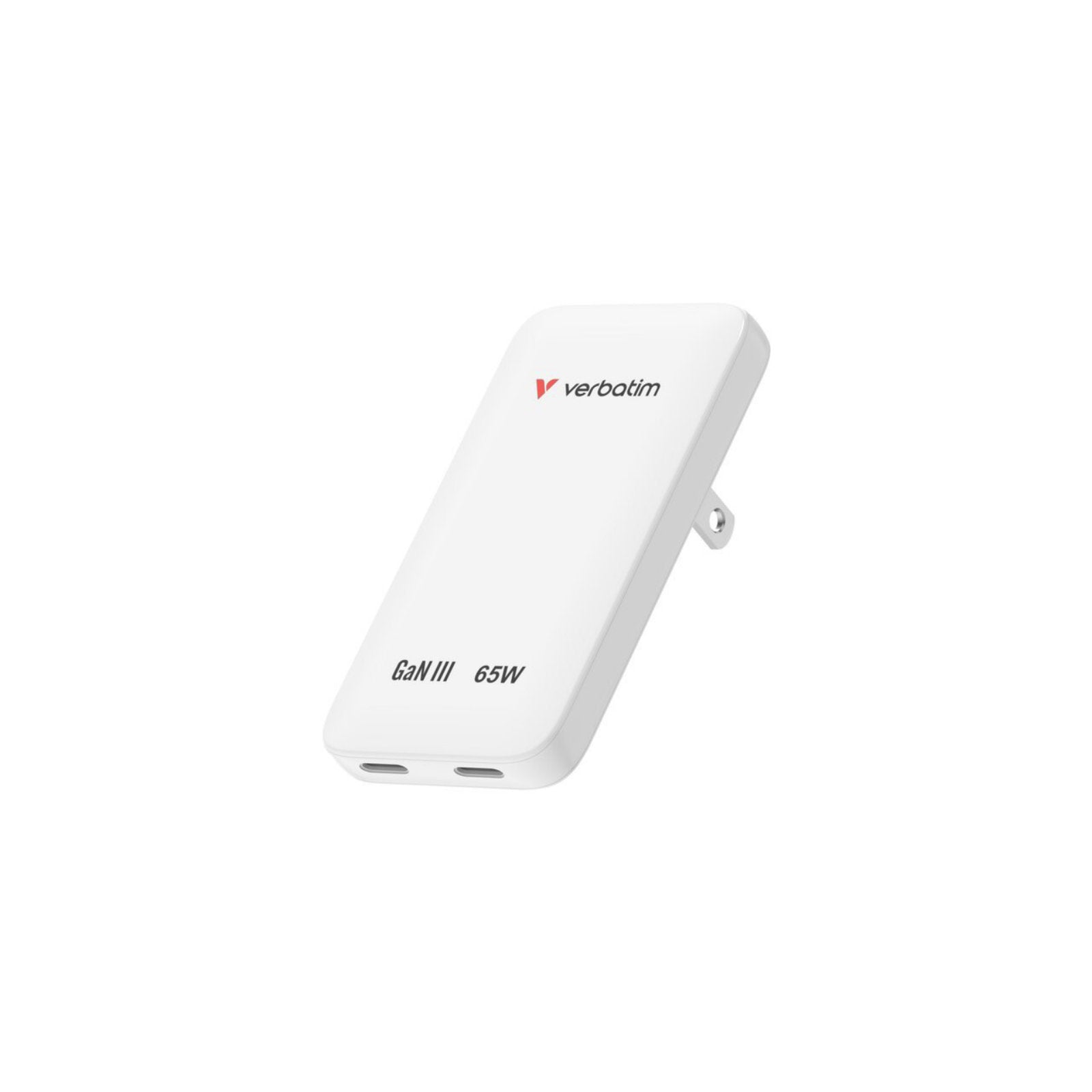 Verbatim Essentials Slim GaN Charger, 65W 2 x USB-C Ports White