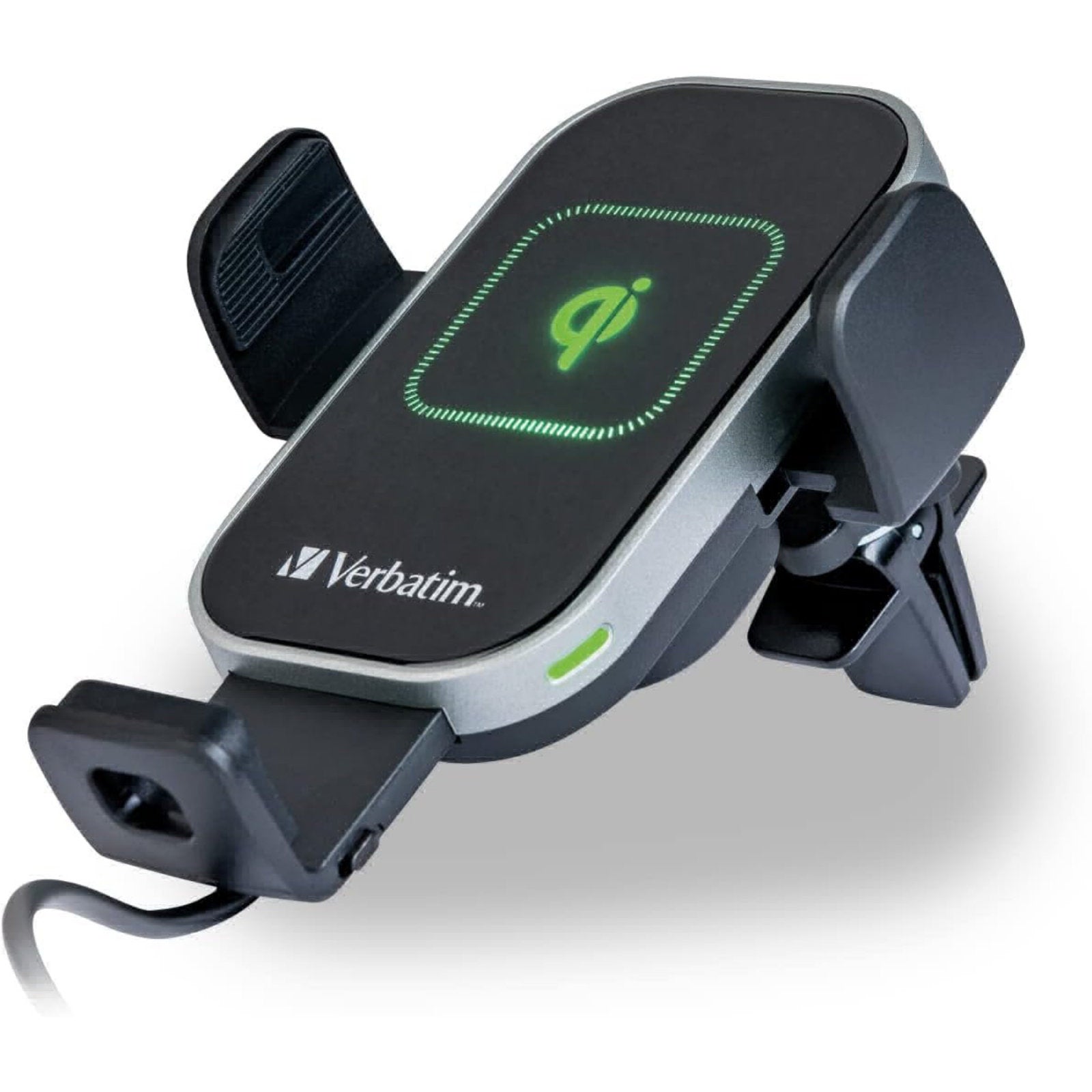 Verbatim FWC-02 Qi Fast Wireless Car Charger, 360 Degrees Rotatable, Three Mounting Options: Vent Holder, Suction Cup On Dashboard, Or Front Window
