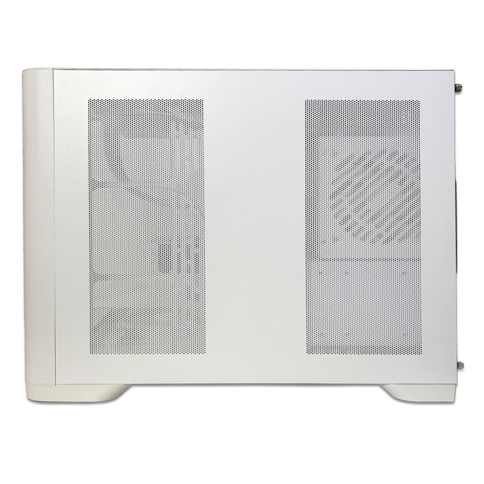 LOGIX AMD Ryzen 7 RTX 5070 Ti Pure White gaming PC with curved glass chassis and RGB liquid cooler