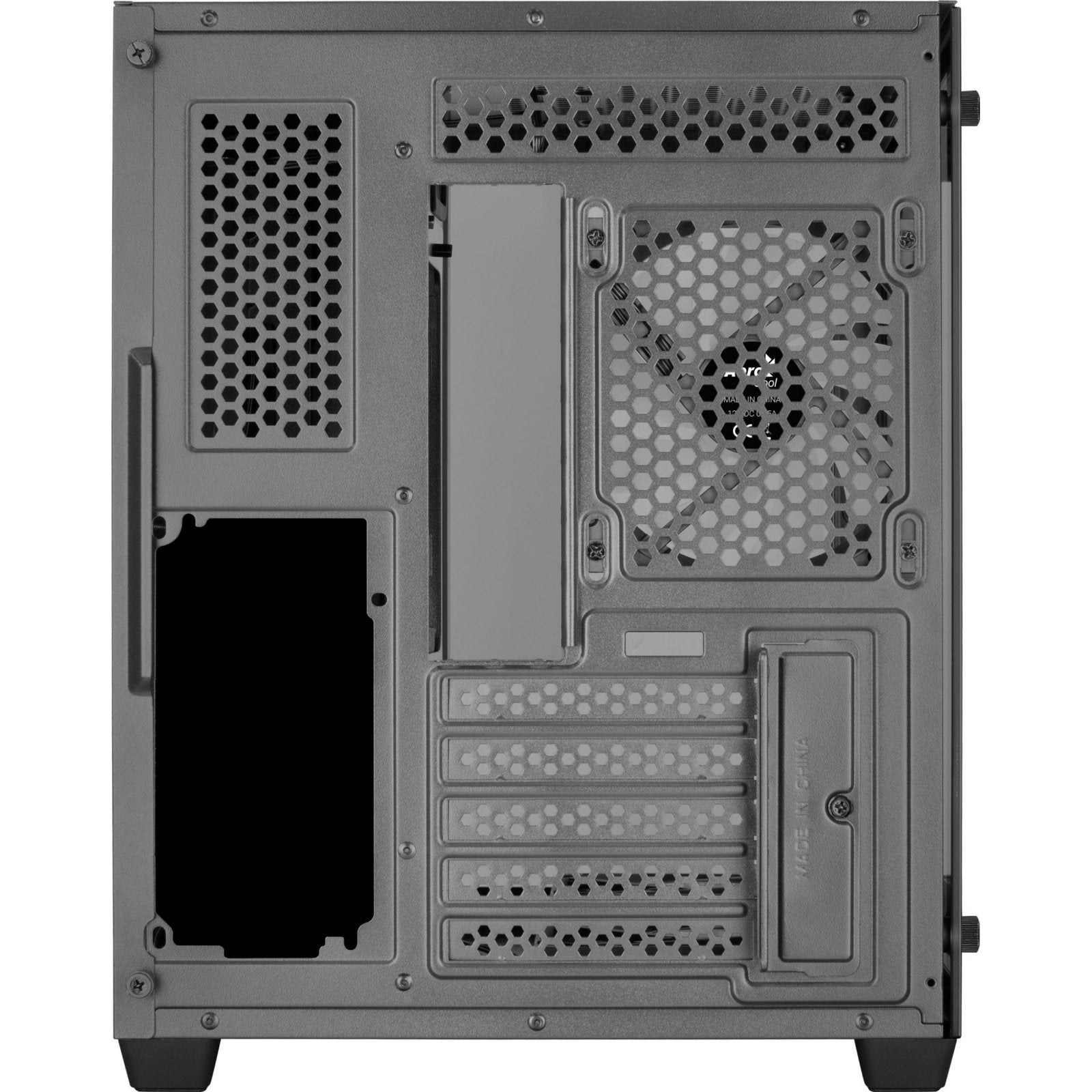 AeroCool mid-tower PC case with tempered glass side panel, RGB lighting, full airflow coverage, and support for various motherboard sizes.