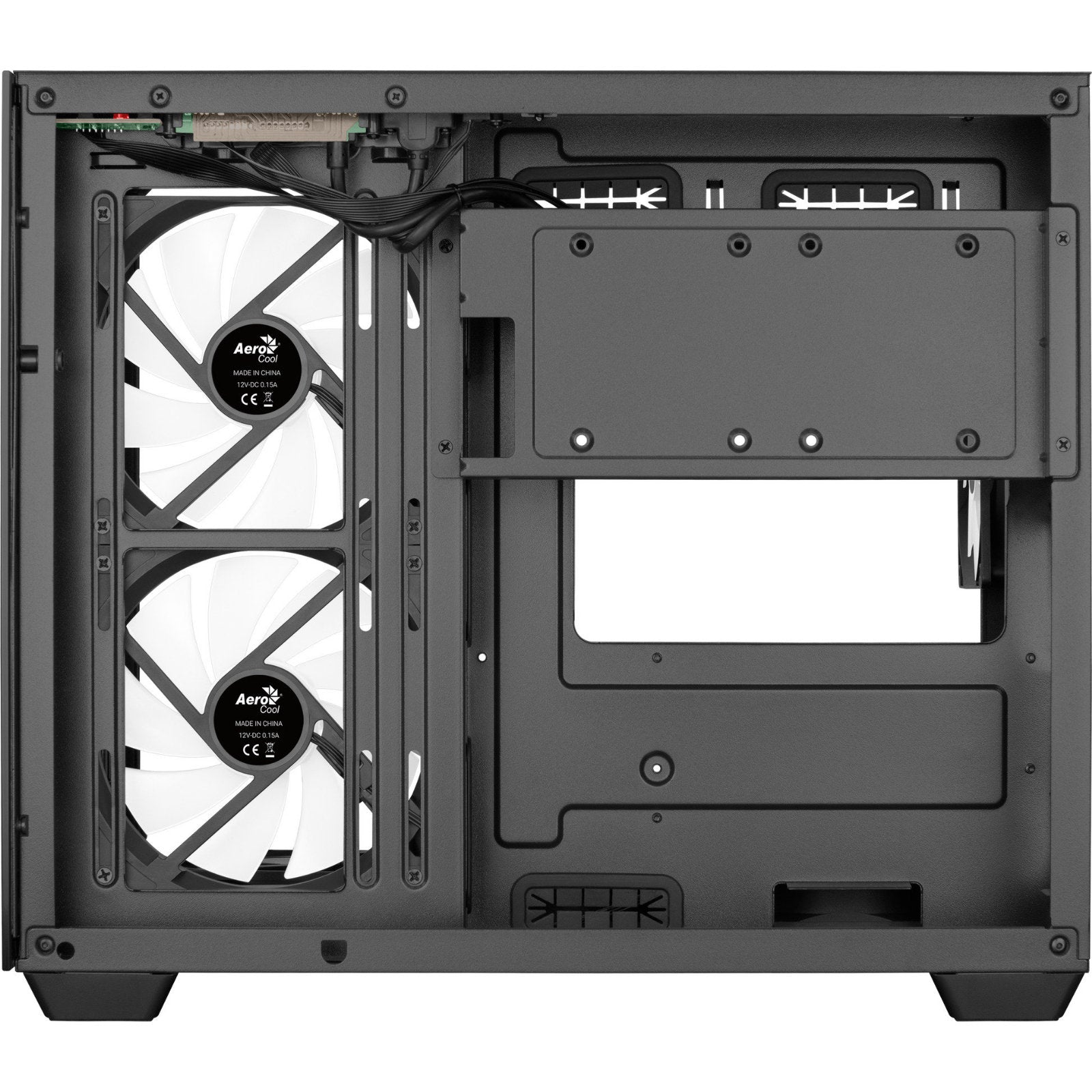 AeroCool mid-tower PC case with tempered glass side panel, RGB lighting, versatile fan support, and ample GPU clearance.