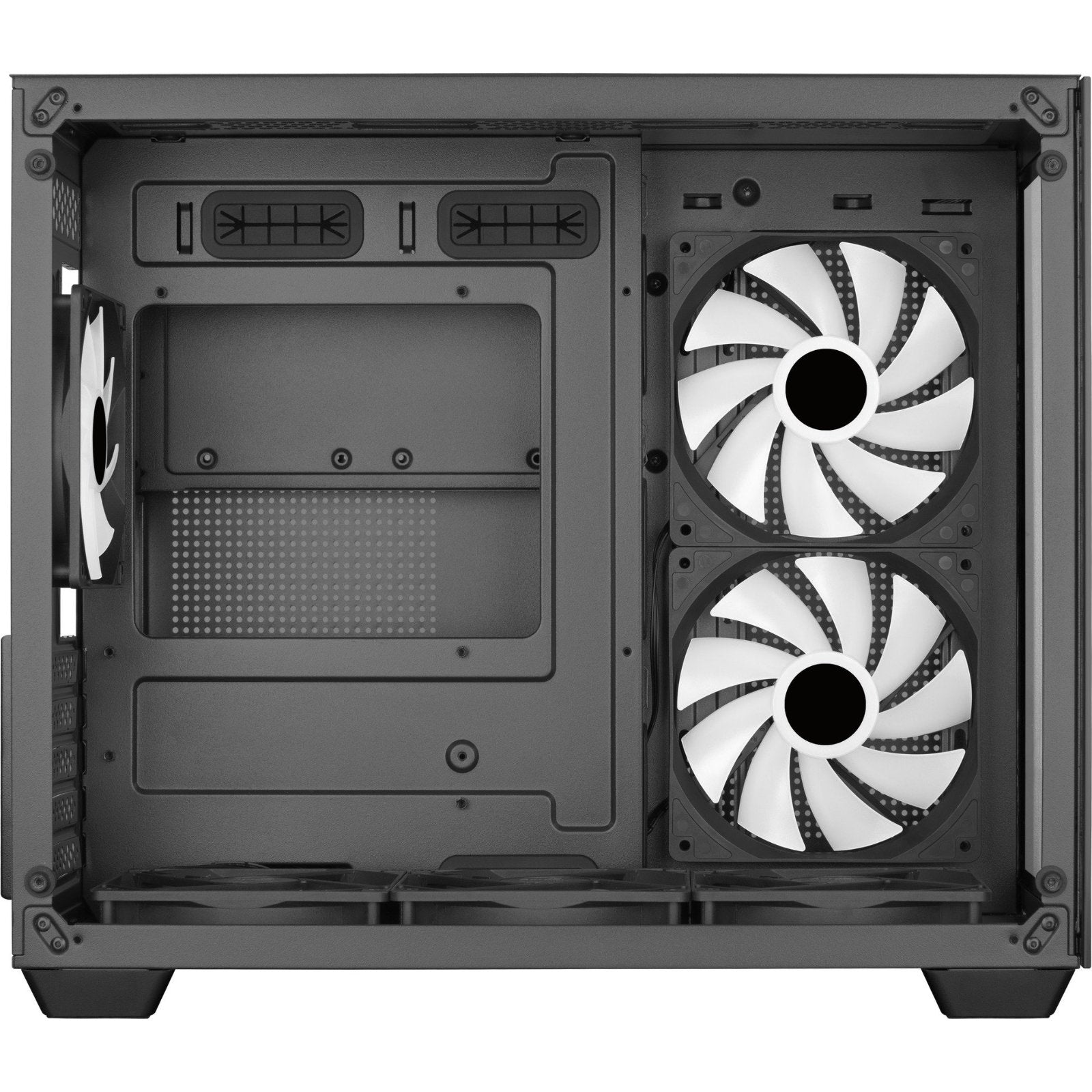 AeroCool mid-tower PC case with tempered glass side panel, RGB lighting, versatile fan support, and ample GPU clearance.