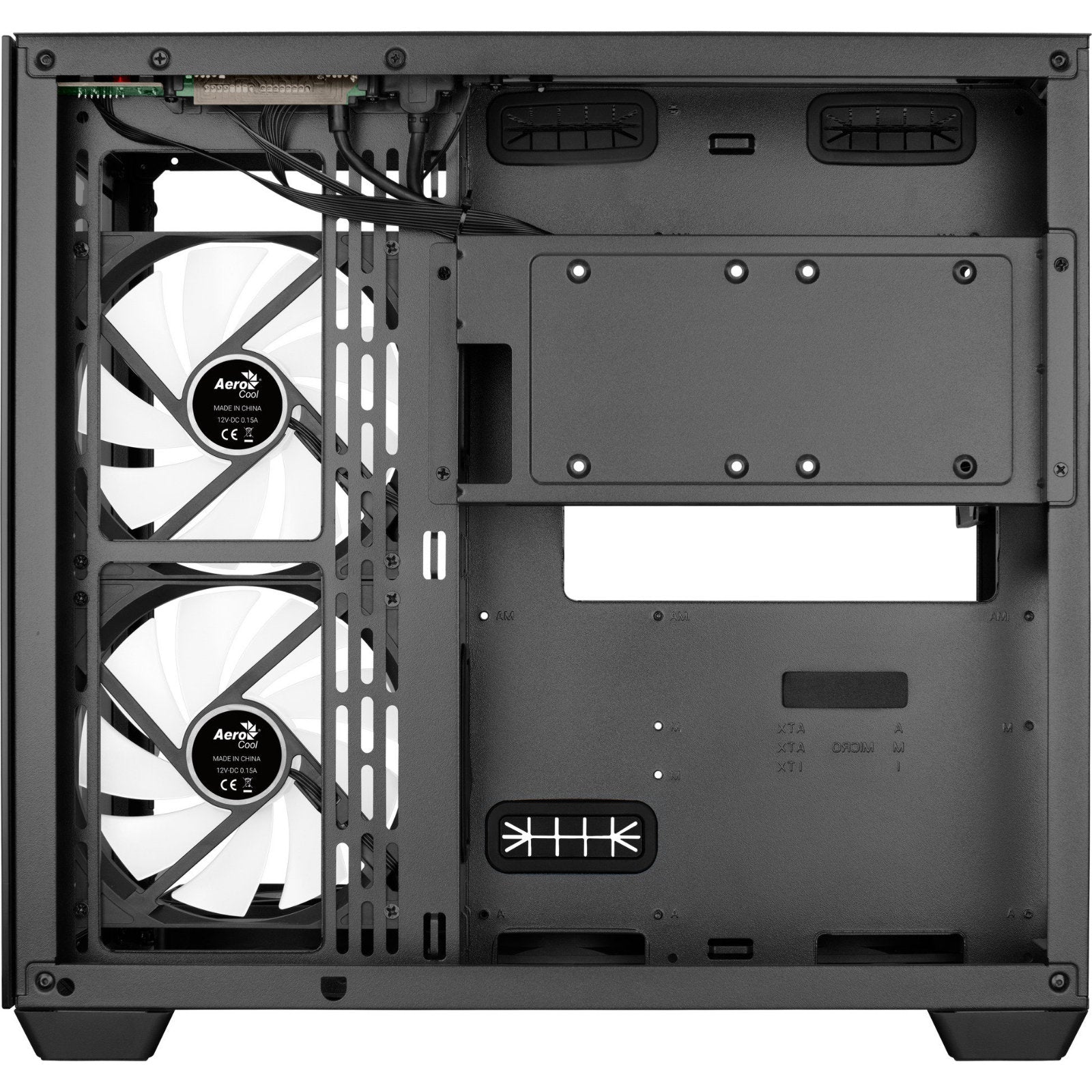 AeroCool mid tower PC case with tempered glass side panel, RGB lighting, included 2x 140mm and 4x 120mm fans, supports various motherboard sizes