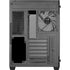 Aerocool mid tower PC case with tempered glass side panel, RGB lighting, includes 2x 140mm and 4x 120mm fans, supports ATX, Micro-ATX, Mini-ITX.