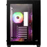 Aerocool mid tower PC case with tempered glass side panel, RGB lighting, included fans, supports various motherboard sizes.