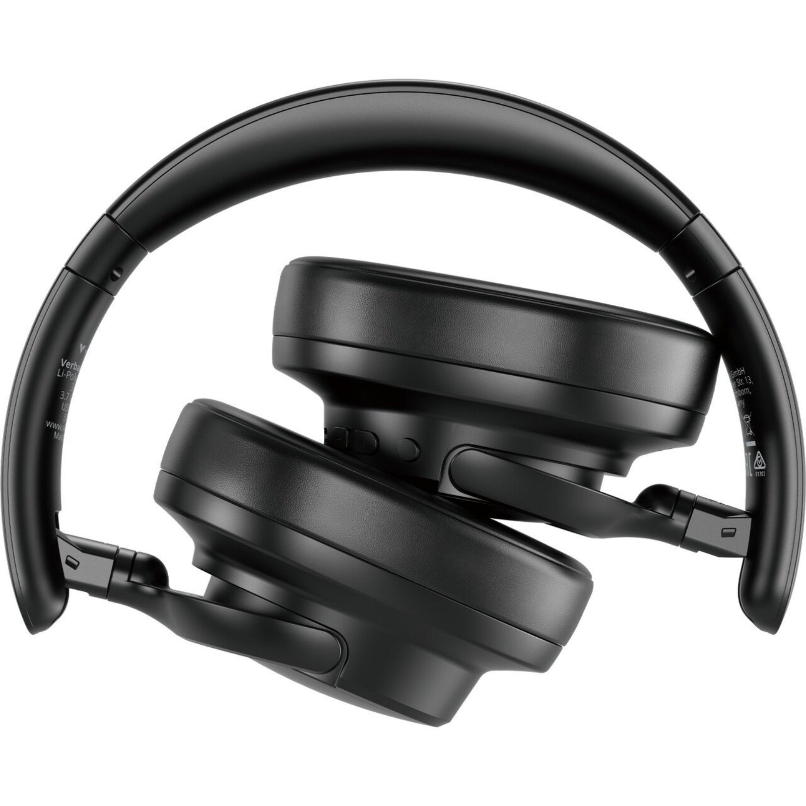 Verbatim TruSound Pro Bluetooth ANC headset with black design, showing ear cups and controls for premium wireless audio.
