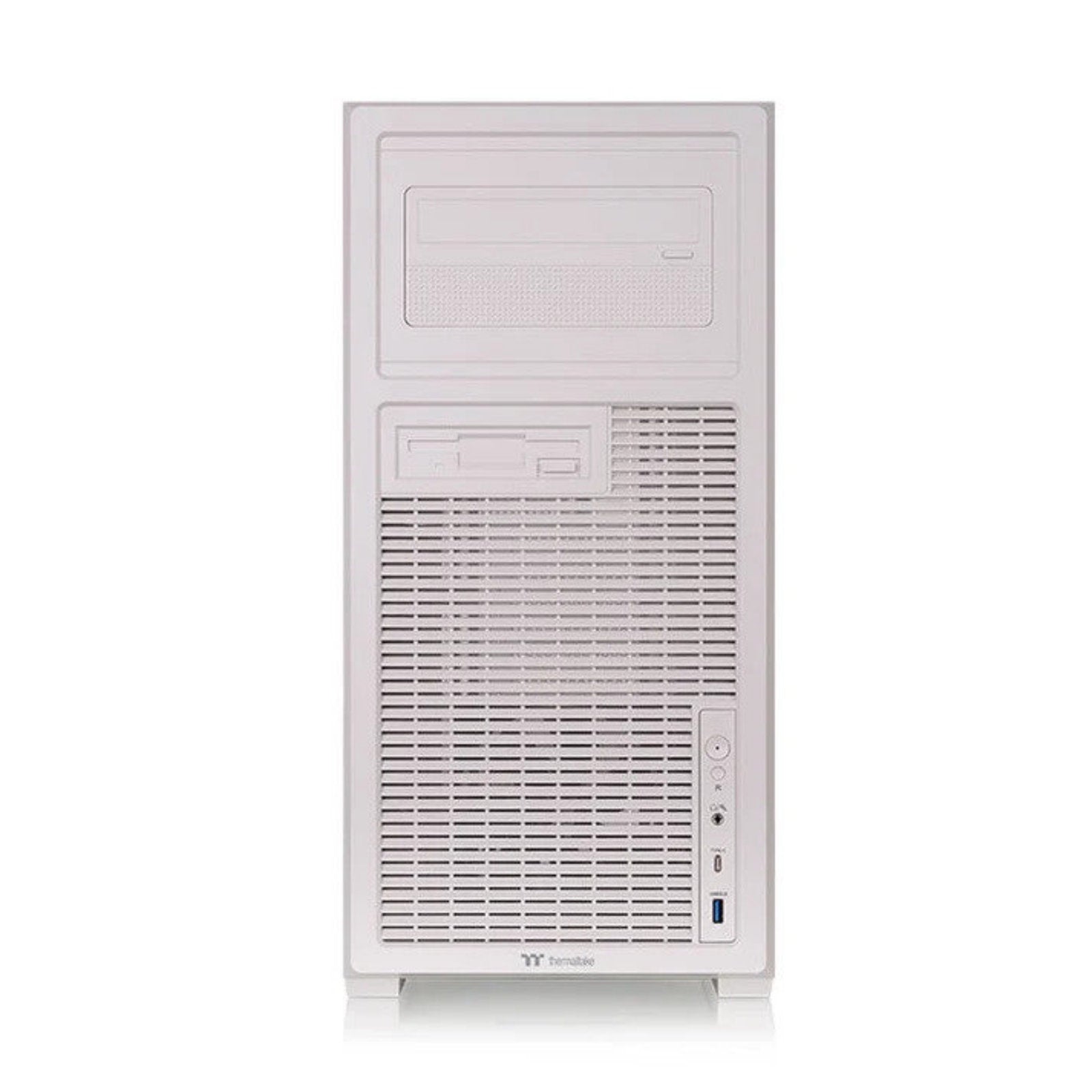 Thermaltake Retro 360 TG beige mid tower ATX PC case with retro front panel, tempered glass side, supports 360mm AIO cooling.