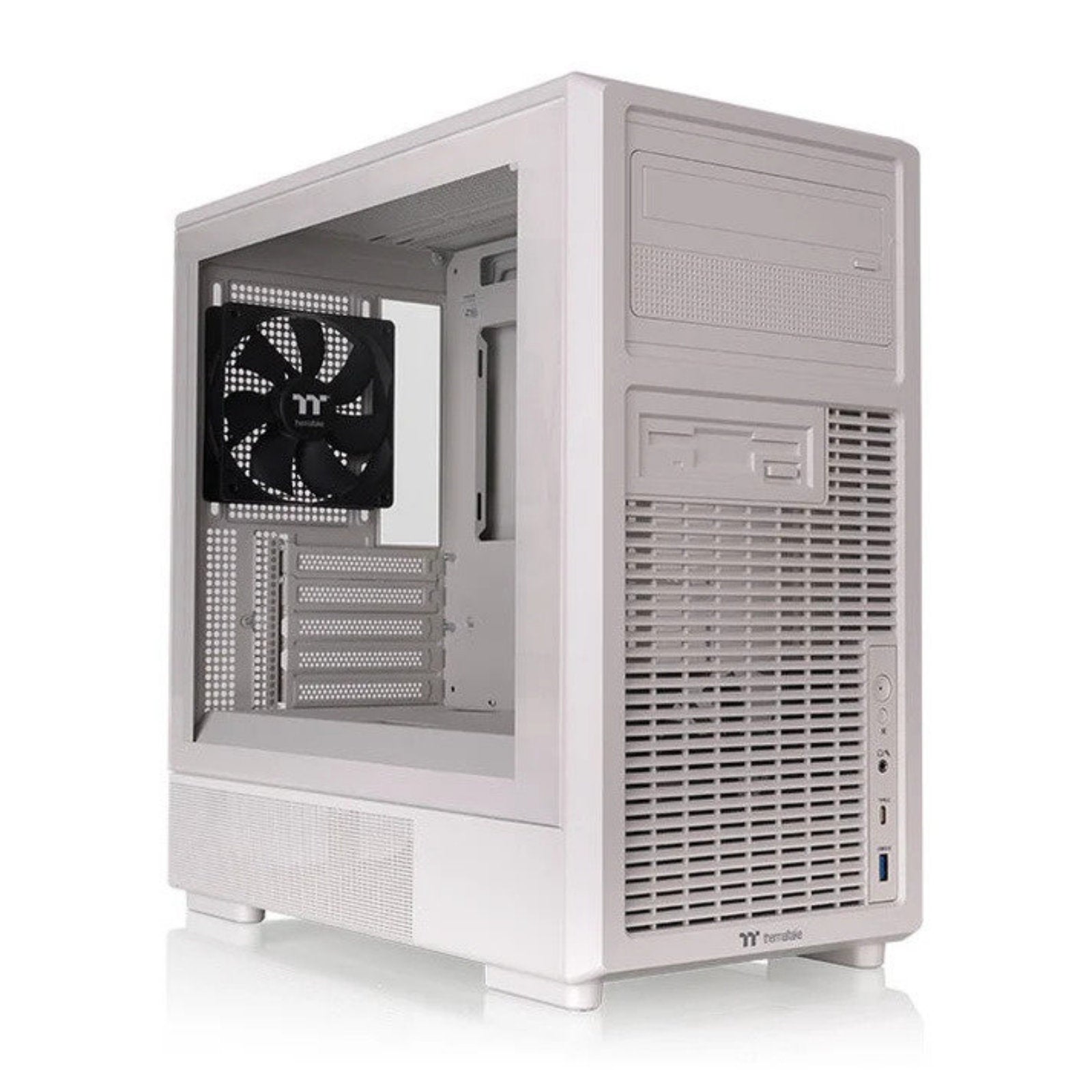 Thermaltake Retro 260 TG Micro Tower ATX PC case in beige with retro front panel and tempered glass side, supports 280mm AIO cooling.