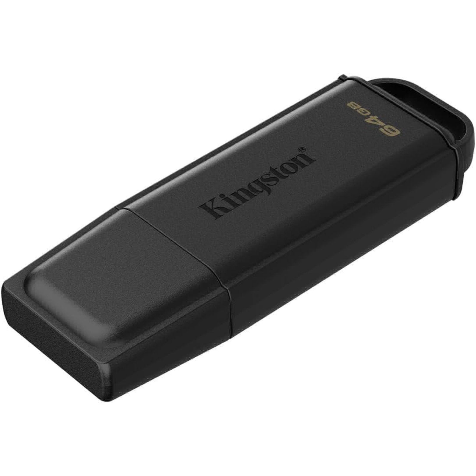 Kingston DataTraveler Exodia 64GB USB 3.2 Gen 1 flash drive in black with snap-on cap design, portable memory storage device