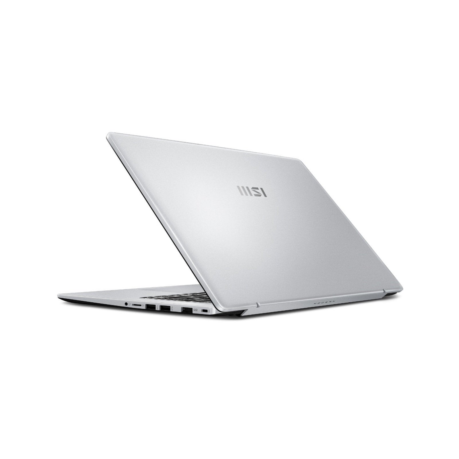 MSI Modern 13 laptop with 13.3-inch Full HD display, Intel Core i3, 8GB RAM, 512GB SSD, Windows 11, and Intel graphics.