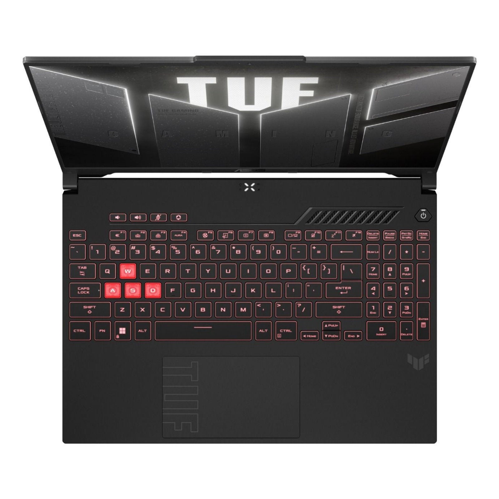 ASUS TUF A16 gaming laptop with 16-inch display, AMD Ryzen 7, 16GB DDR5, 512GB SSD, NVIDIA RTX 4050, Windows 11.