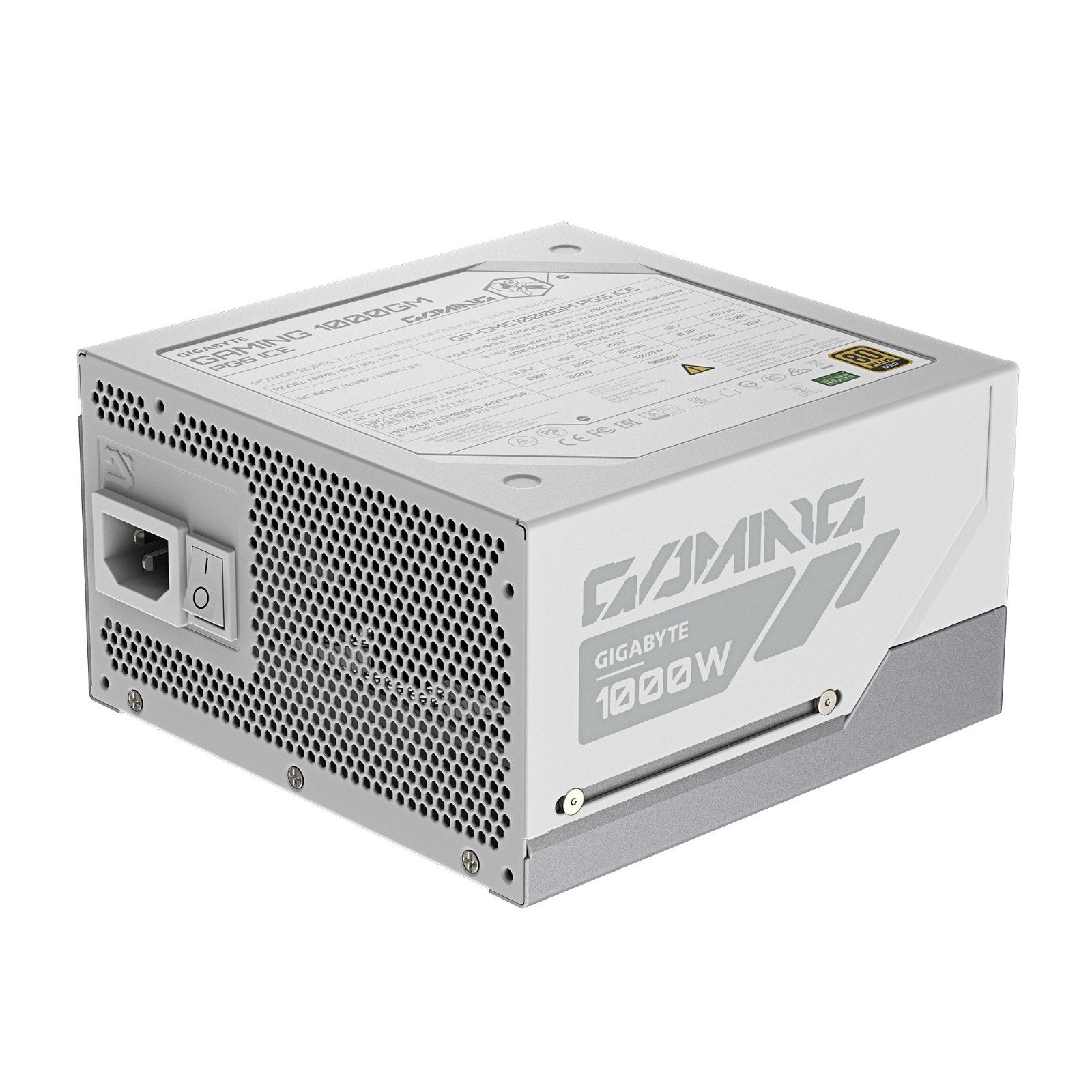GIGABYTE GAMING 1000GM PG5 ICE 1000W white fully modular power supply with 135mm fan and PCIe 5.1 connector
