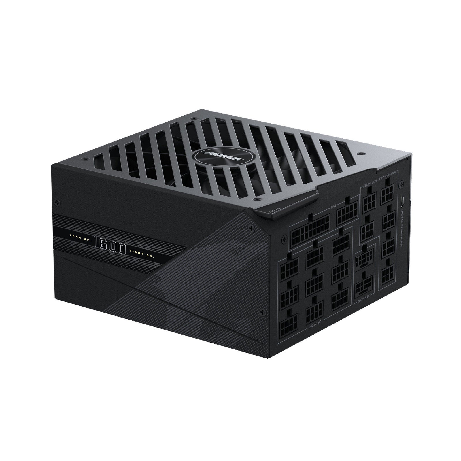 GIGABYTE AORUS P1600W AI TOP 1600W modular power supply with digital LCD display and RGB lighting