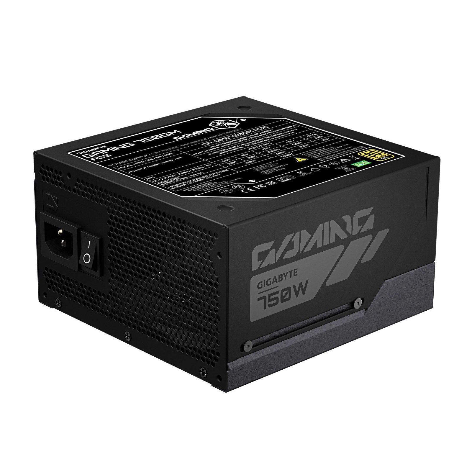 GIGABYTE GAMING 750GM PG5 750W fully modular power supply in black with 135mm fan and 12V-2x6 connector