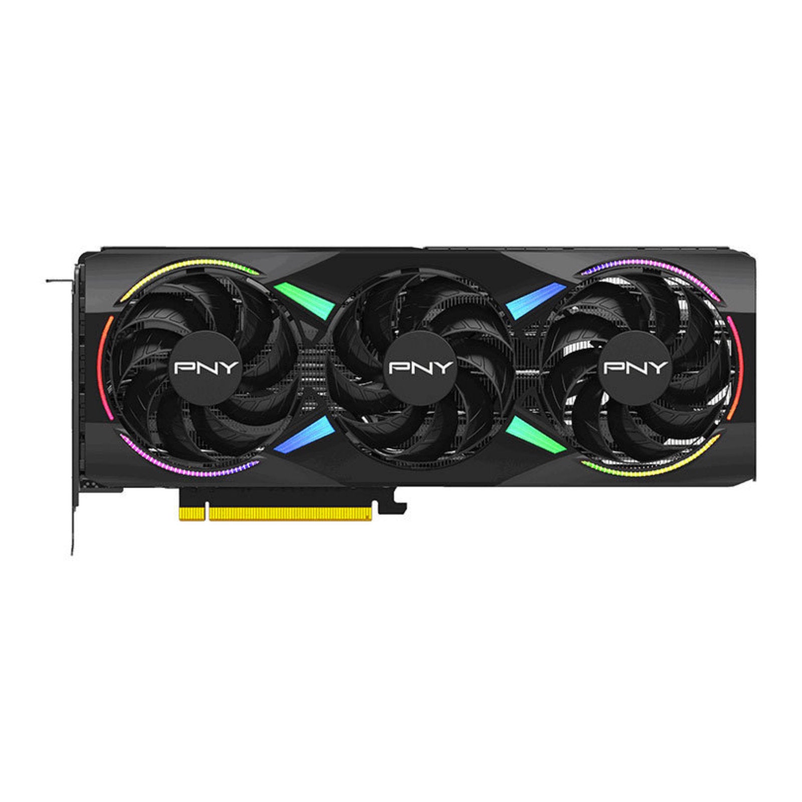 PNY NVIDIA GeForce RTX 5070 ARGB EPIC-X RGB OC 12GB graphics card with triple fans and RGB lighting
