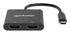 Manhattan USB-C to Dual HDMI & USB-A Adapter, Dual 4K@30Hz or Single 4K@60Hz, Power Delivery 100W, 480 Mbps (USB 2.0), Cable 15cm, Black