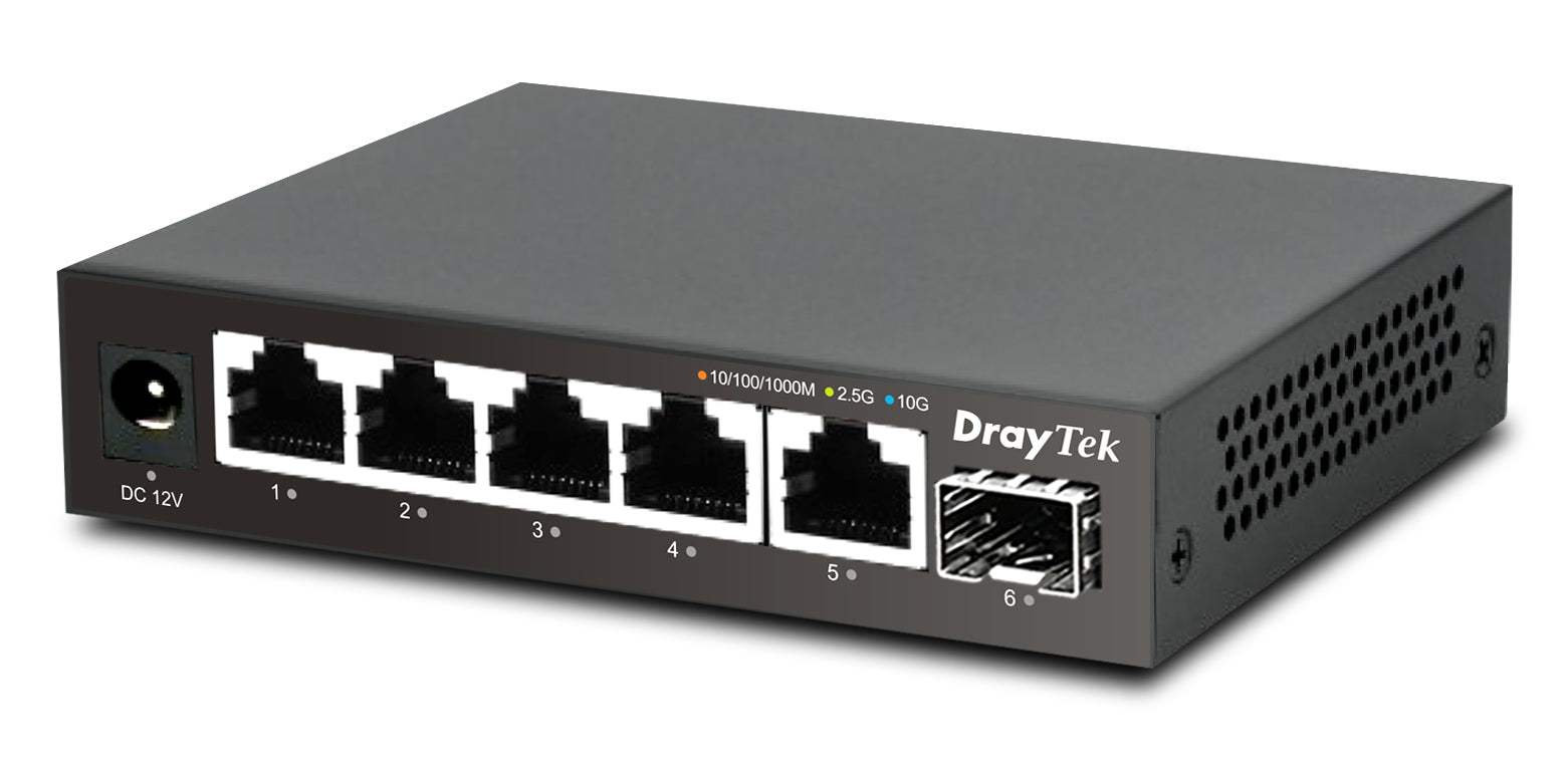 DrayTek VSQ60X-K network switch Unmanaged L2 2.5G Ethernet (100/1000/2500) Black