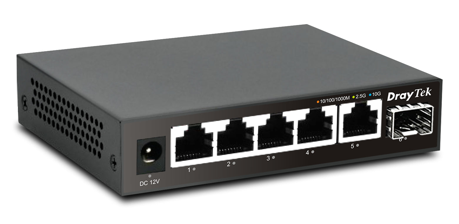 DrayTek VSQ60X-K network switch Unmanaged L2 2.5G Ethernet (100/1000/2500) Black