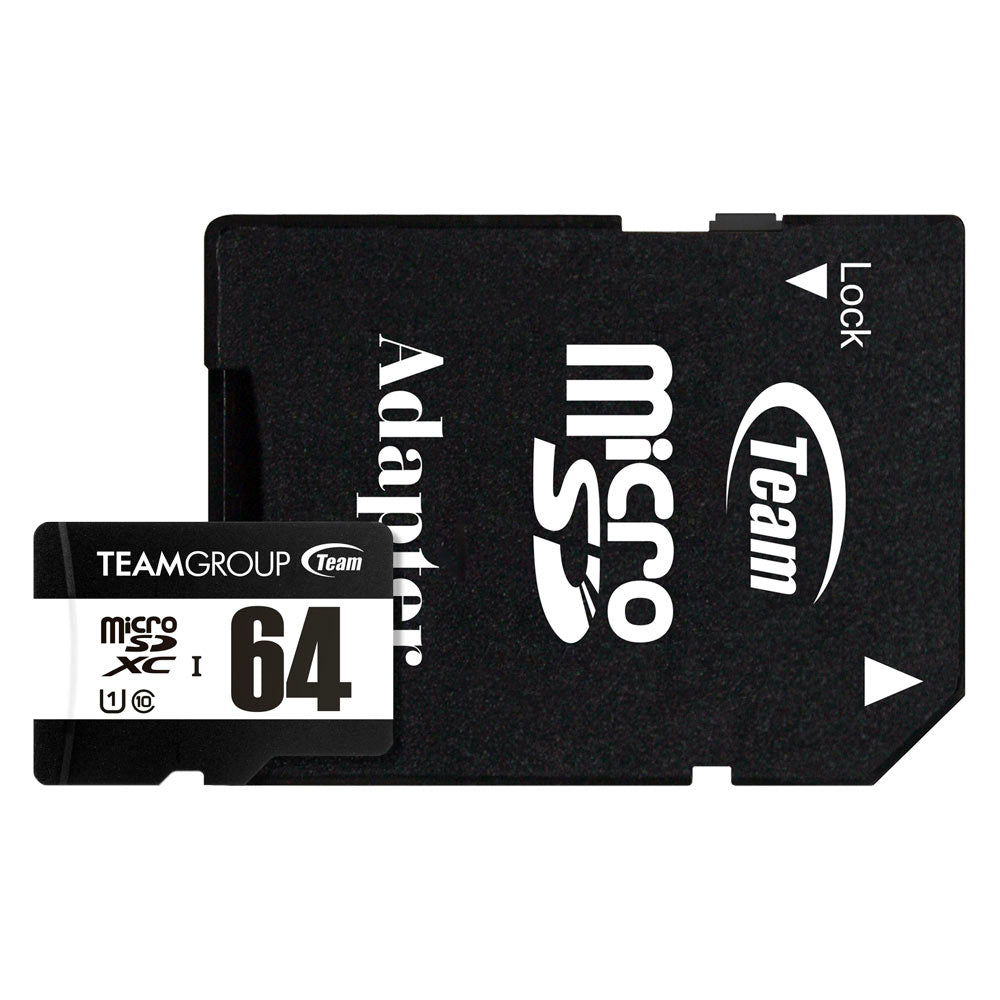Team 64GB Micro SDXC UHS-1 Class 10 Flash Card with Adapter