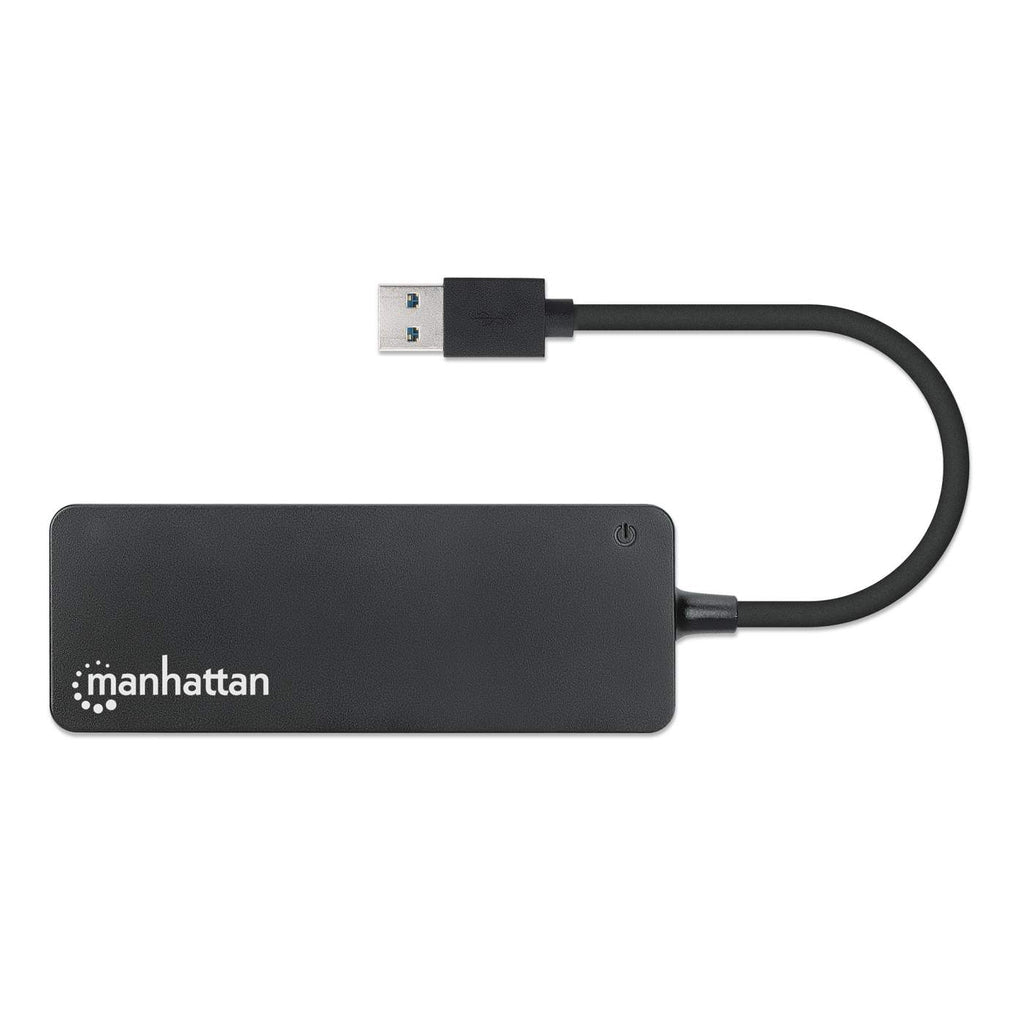 Manhattan USB-A 4-Port Hub, 4x USB-A Ports, 5 Gbps (USB 3.2 Gen1 aka USB 3.0), Bus Power, Equivalent to ST4300PBU3 & ST4300MINU3B, SuperSpeed USB, Black, Three Year Warranty, Box