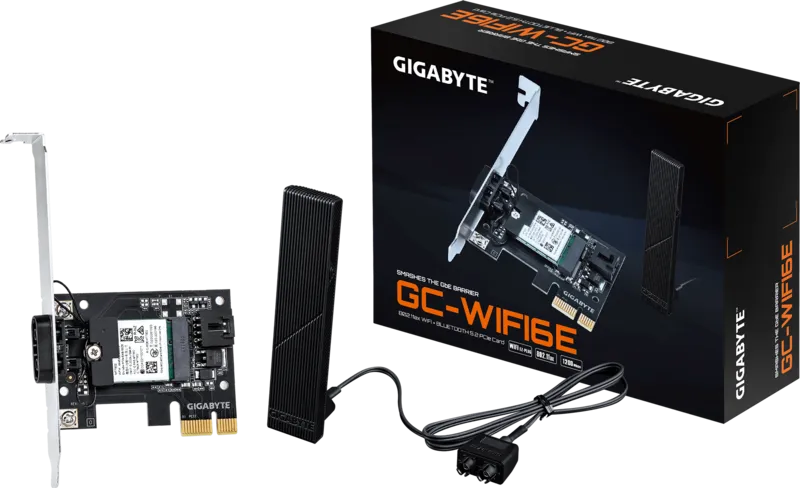 Gigabyte GC-WIFI6E 2x2 802.11ax Tri-Band WIFI + BLUETOOTH 5.2 PCI-E Wireless Card