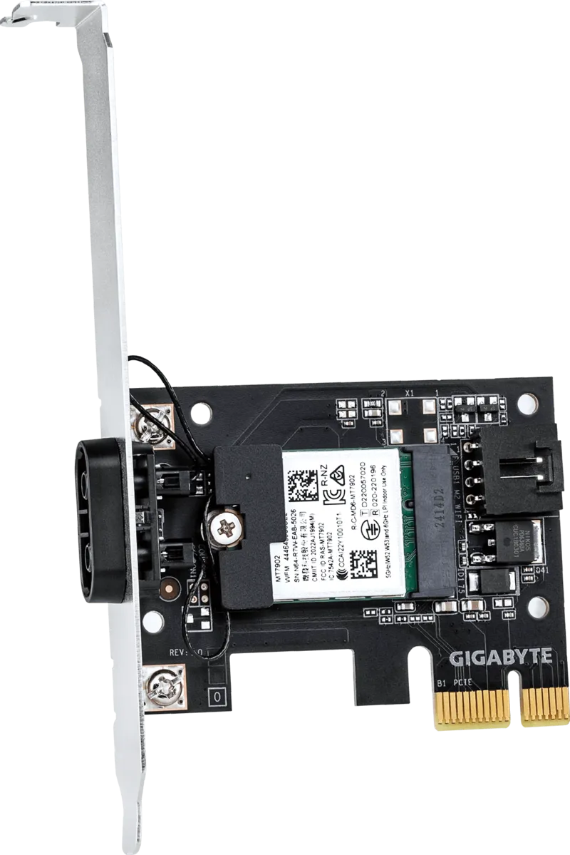 Gigabyte GC-WIFI6E 2x2 802.11ax Tri-Band WIFI + BLUETOOTH 5.2 PCI-E Wireless Card