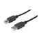 Manhattan USB-A to USB-B Cable, 1.8m, Male to Male, Black, 480 Mbps (USB 2.0), Hi-Speed USB, Lifetime Warranty, Polybag