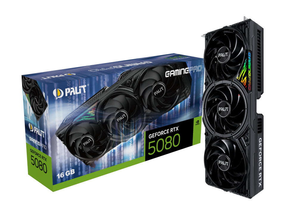 Palit RTX5080 GamingPro, PCIe5, 16GB DDR7, HDMI, 3 DP, 2617Mhz Clock, RGB Lighting